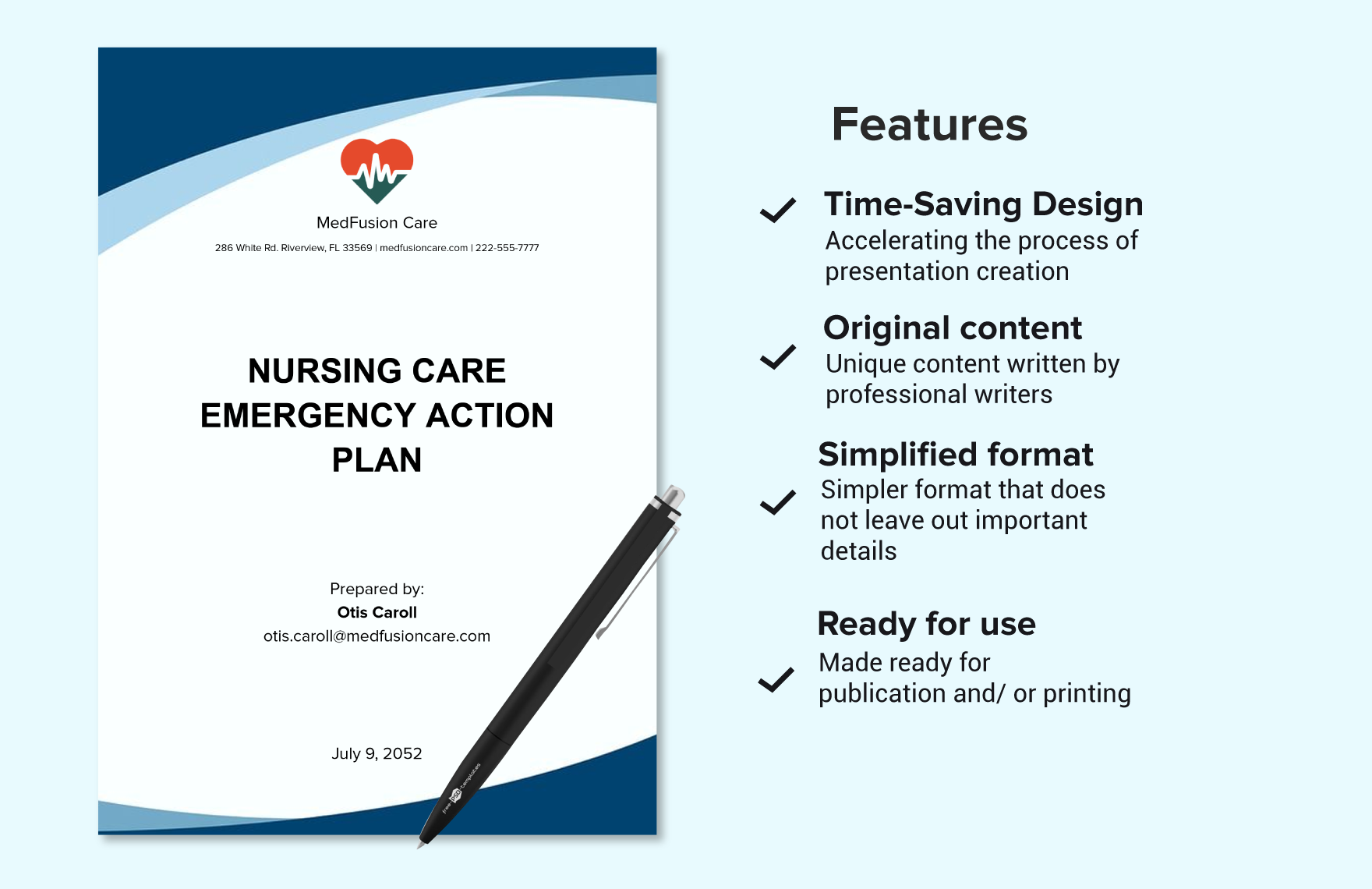 Nursing Care Emergency Action Plan Template
