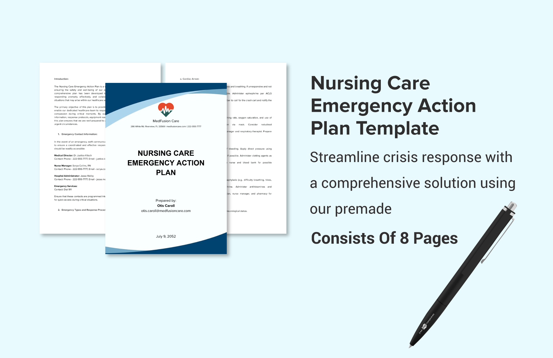 Nursing Care Emergency Action Plan Template
