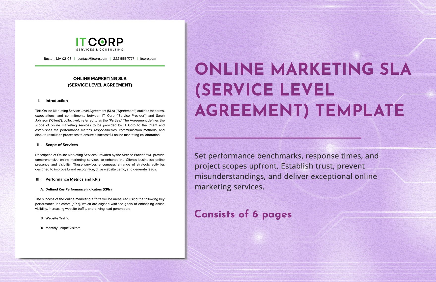 Online Marketing SLA (Service Level Agreement) Template