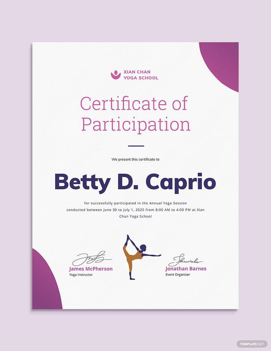 Creative Yoga Certificate Template