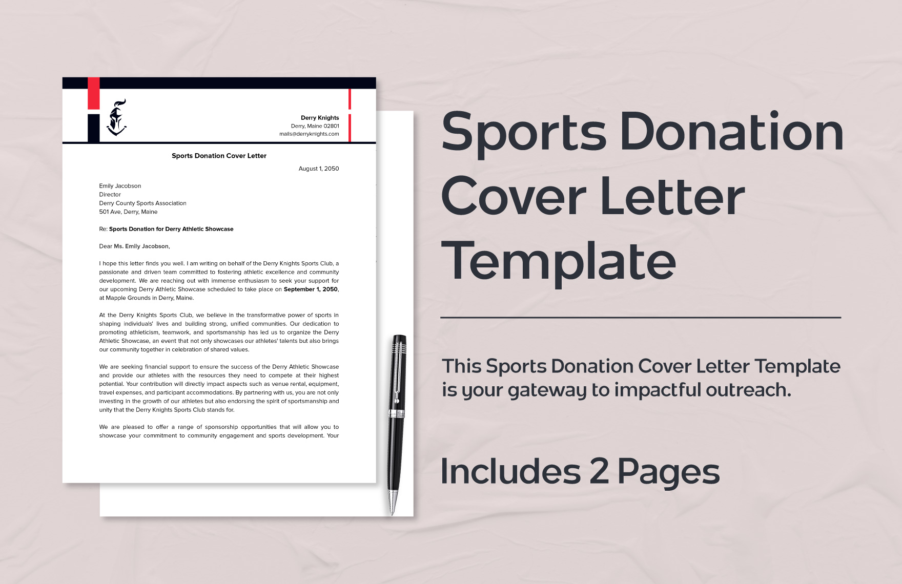 Sports Donation Cover Letter Template in Word, Google Docs, PDF