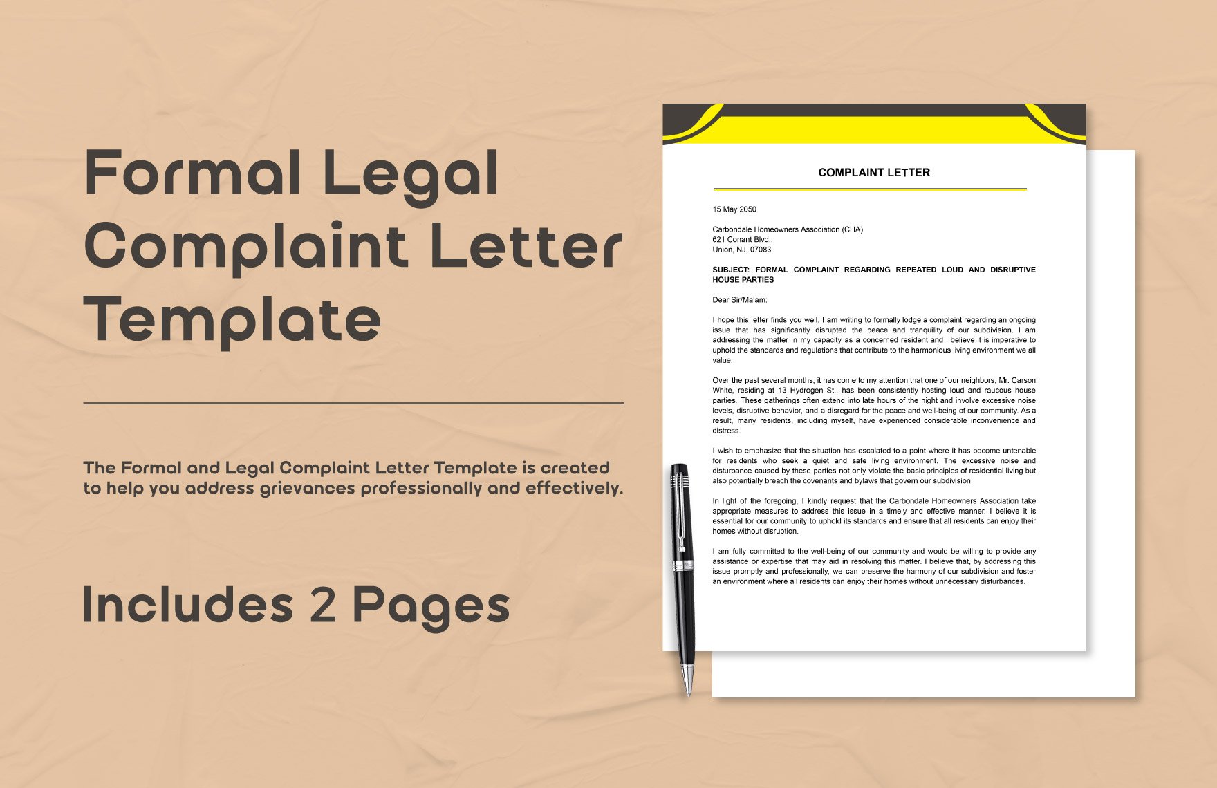 Formal Legal Complaint Letter Template