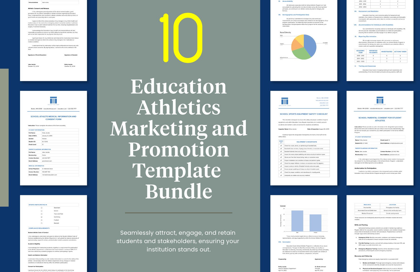 10 Education Athletics Marketing and Promotion Template Bundle 