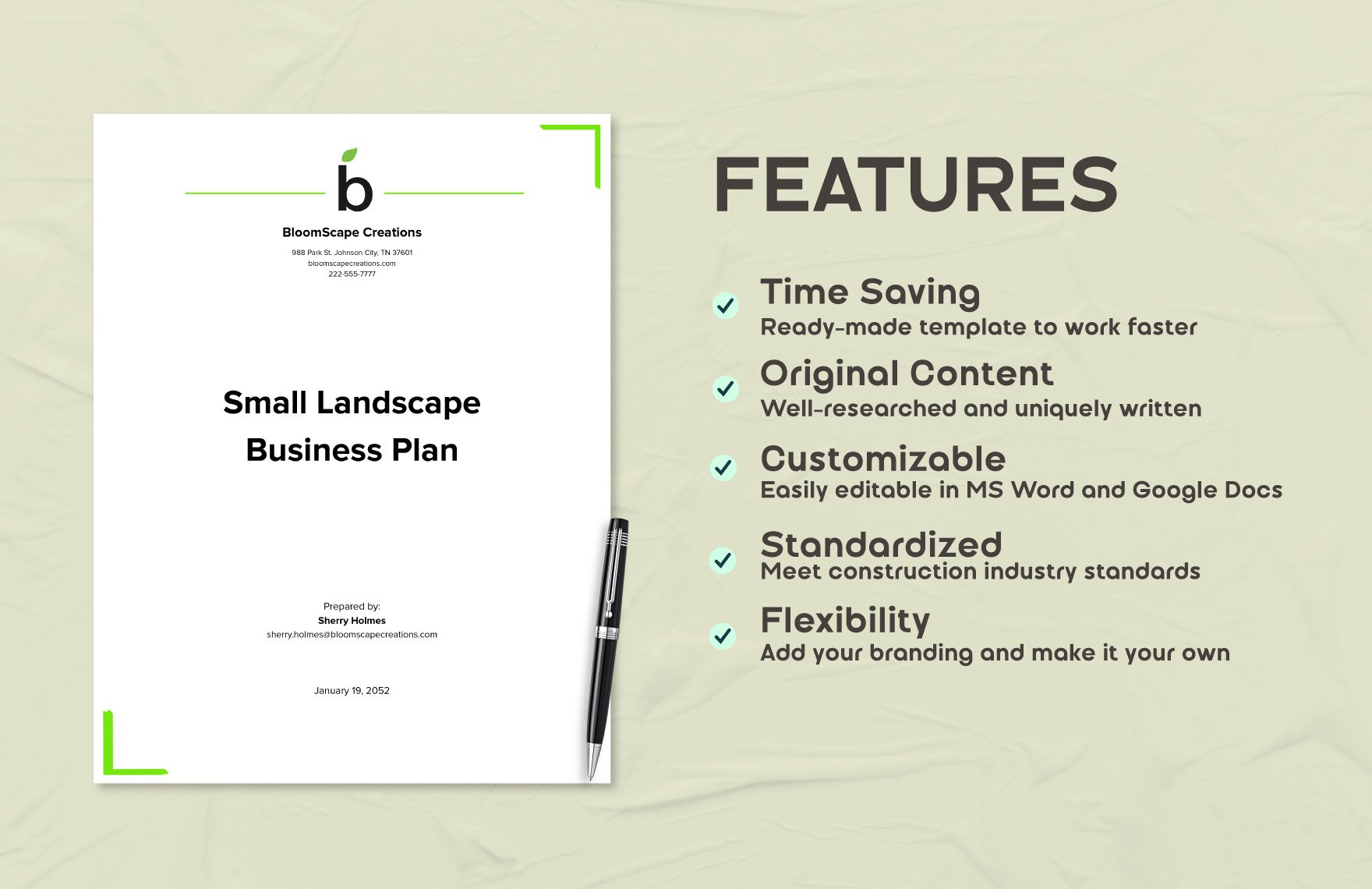 Small Landscape Business Plan Template