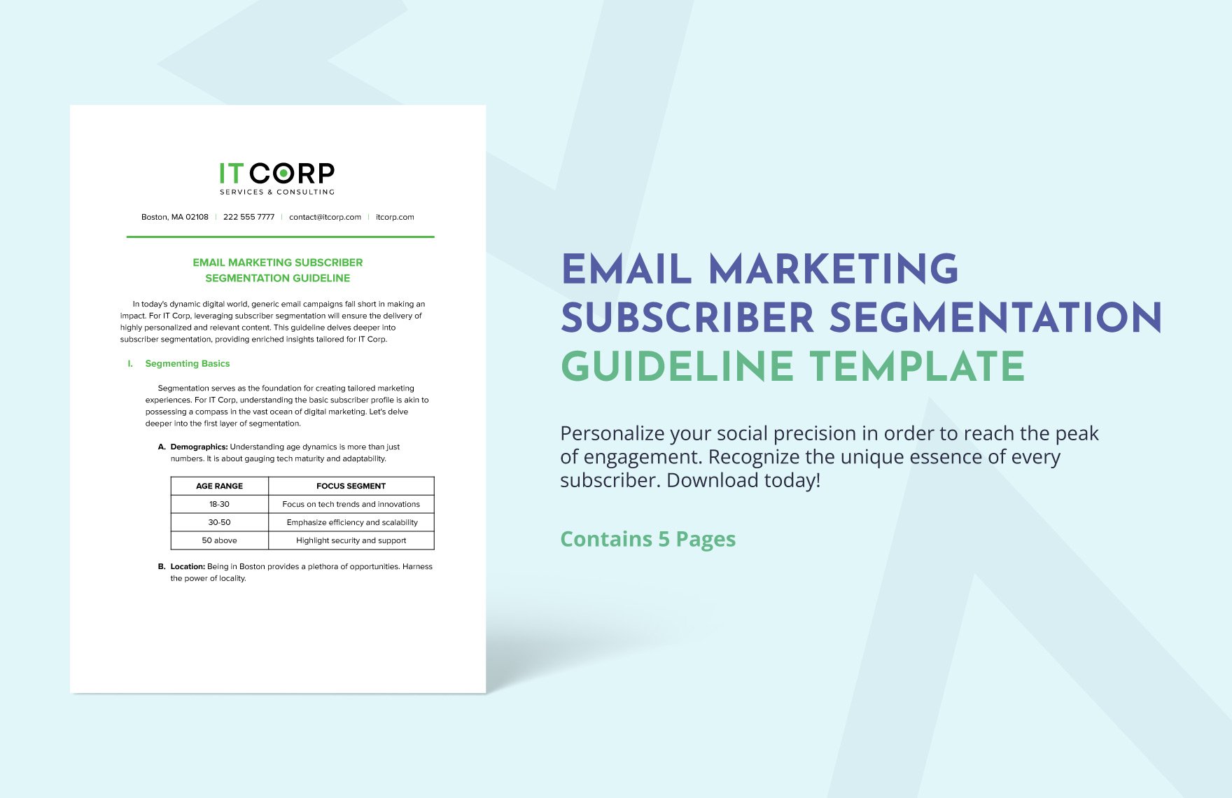 Email Marketing Subscriber Segmentation Guideline Template
