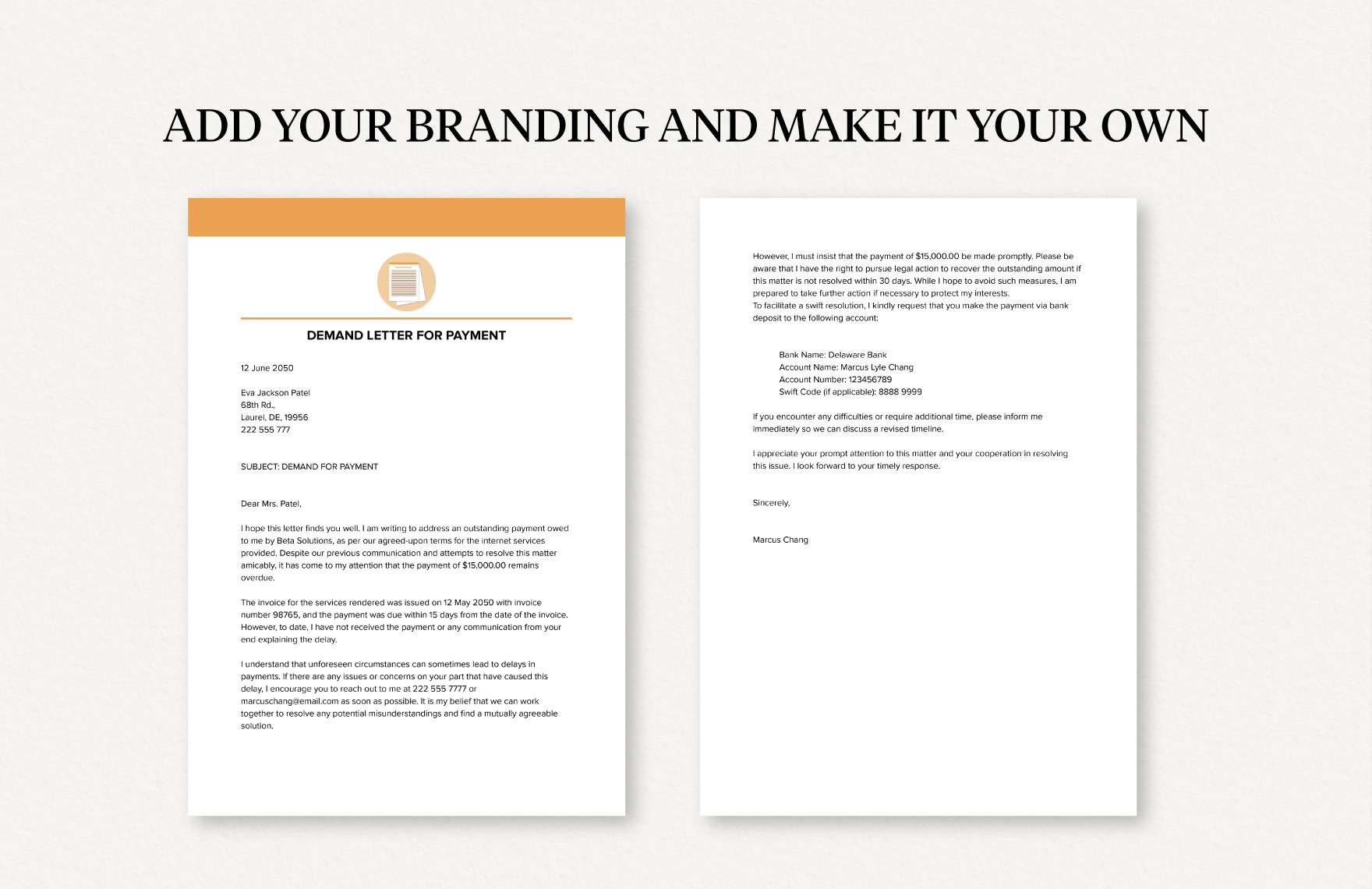 Sample Demand Letter for Payment Template