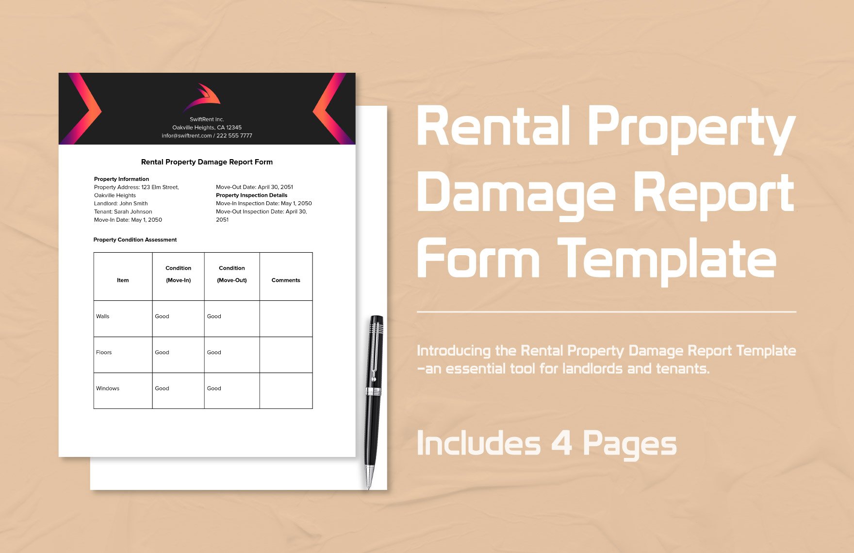 Rental Property Damage Report Form Template