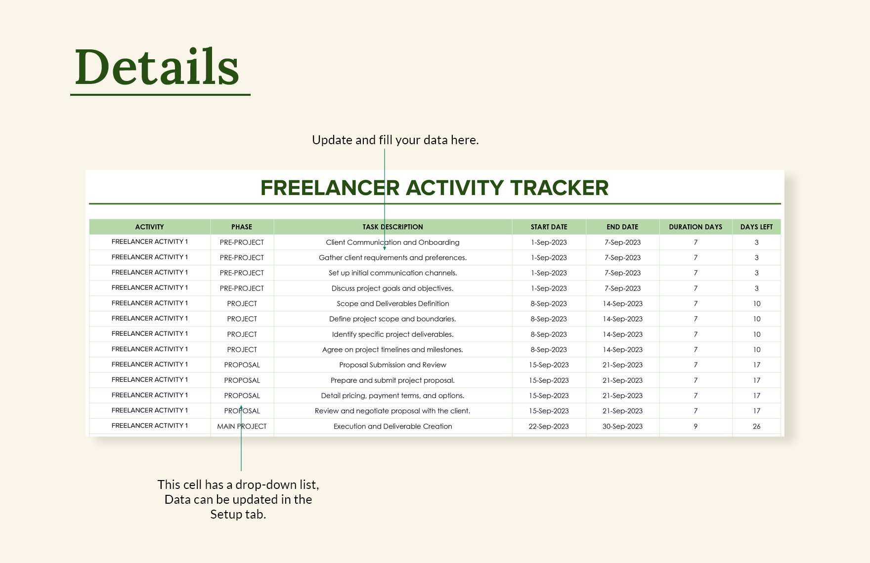 Freelancer Timeline Template