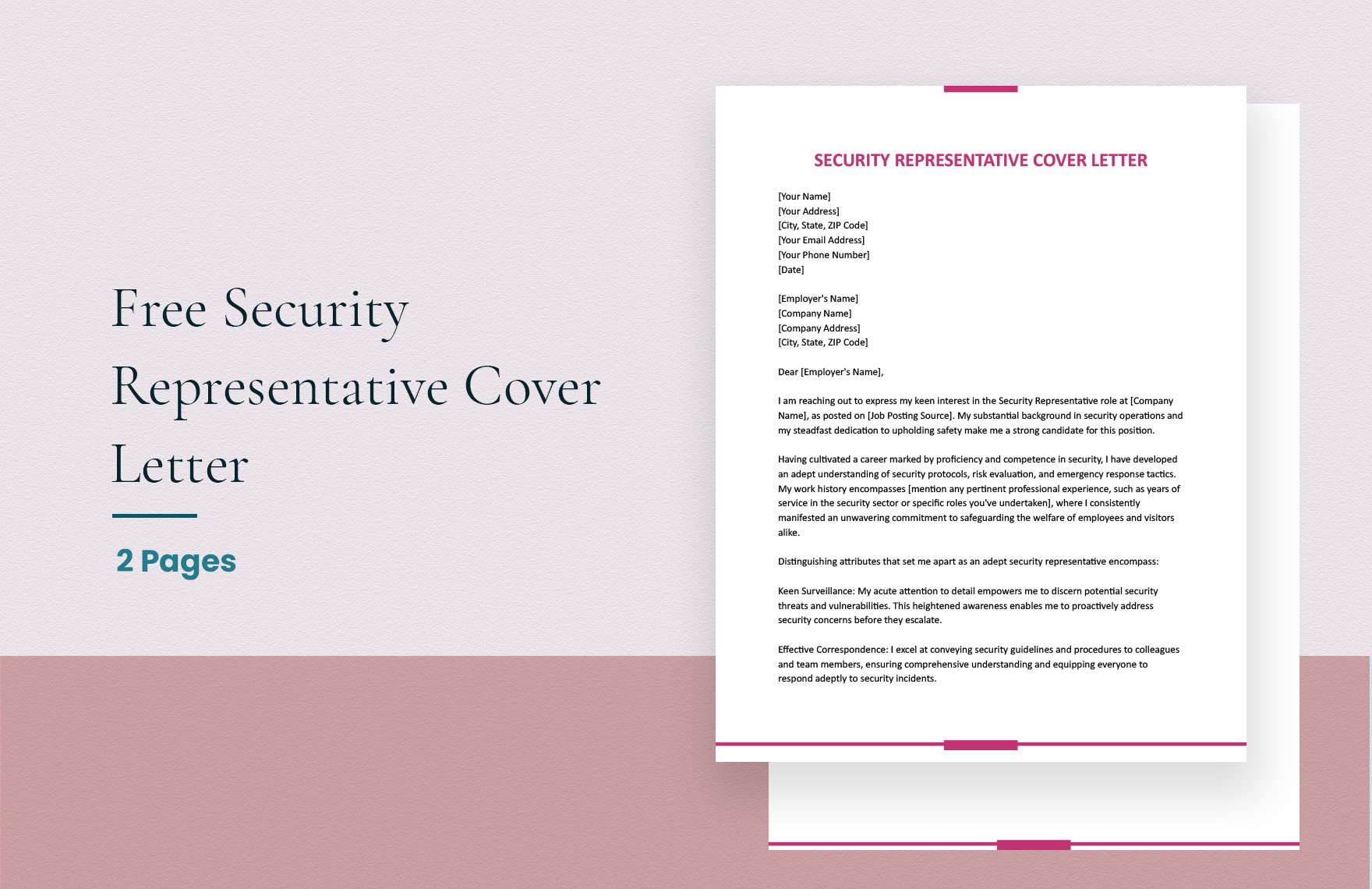 Security Representative Cover Letter