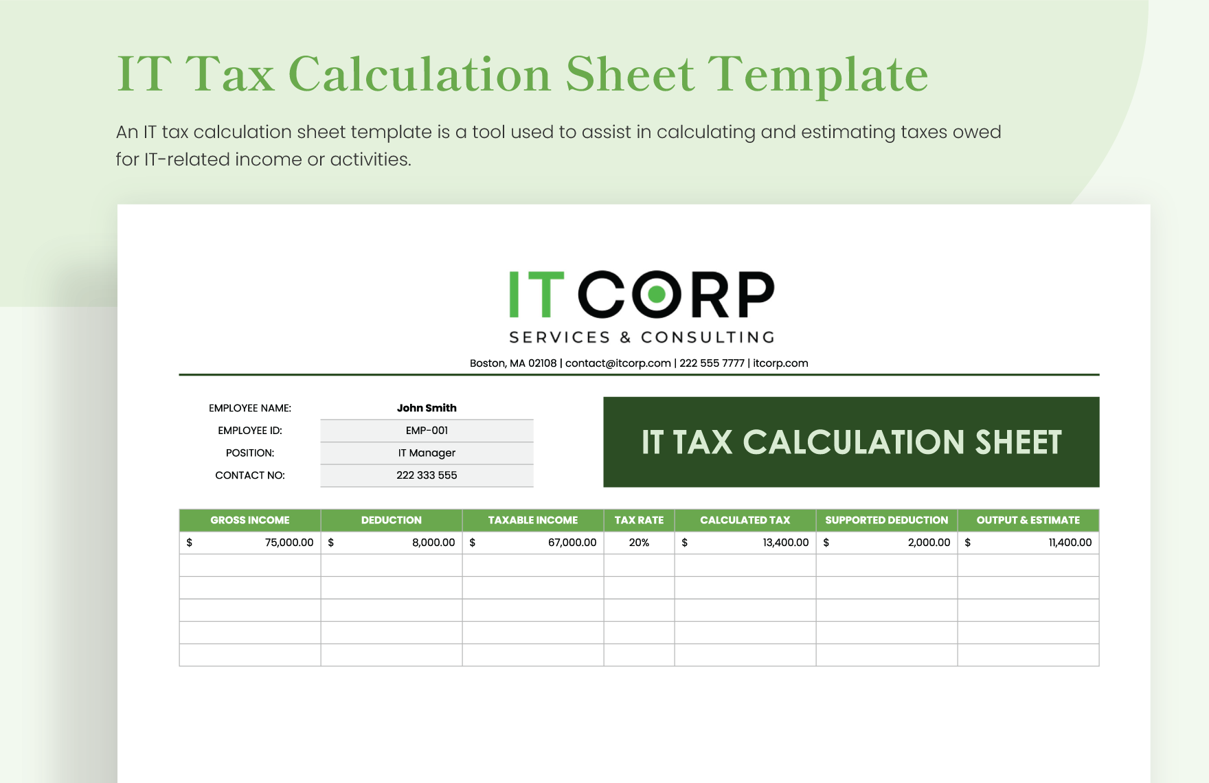Calculation Sheet