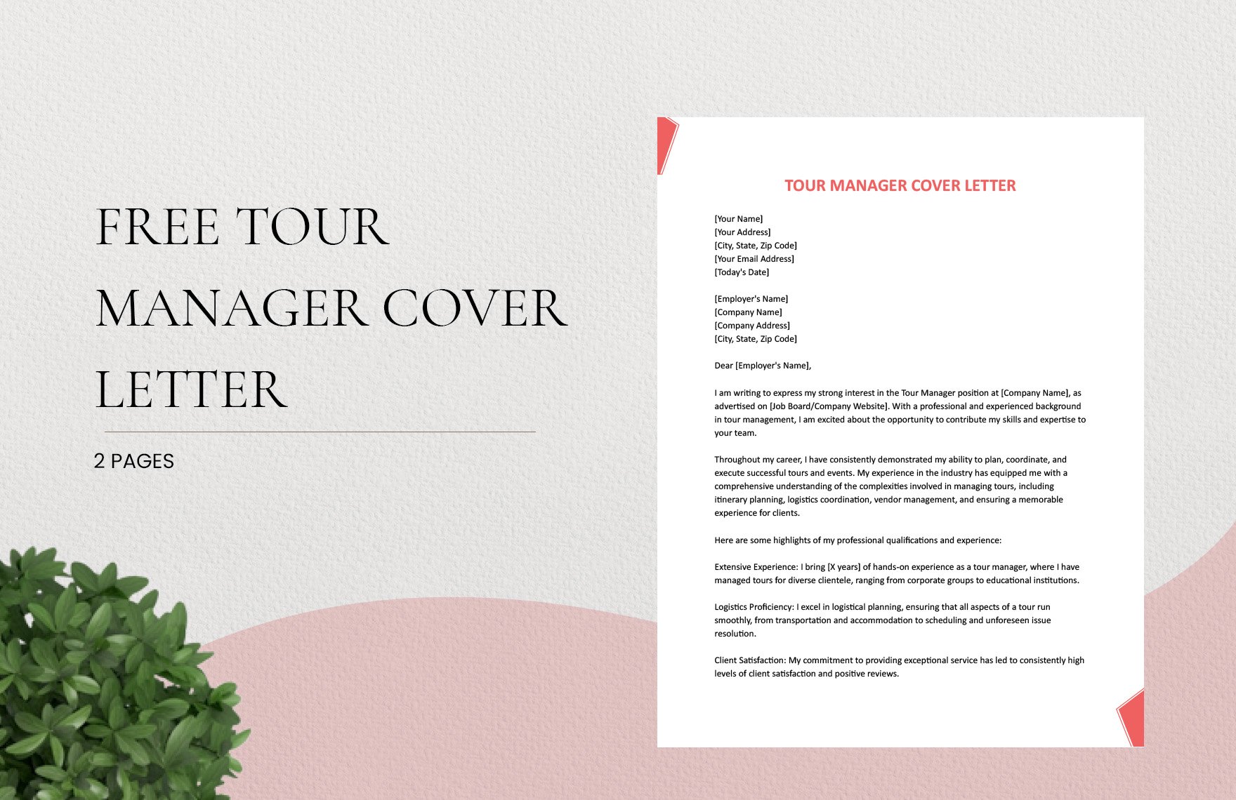 Tour Manager Cover Letter in Word