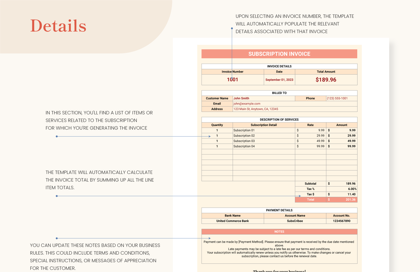 Subscription Invoice Template