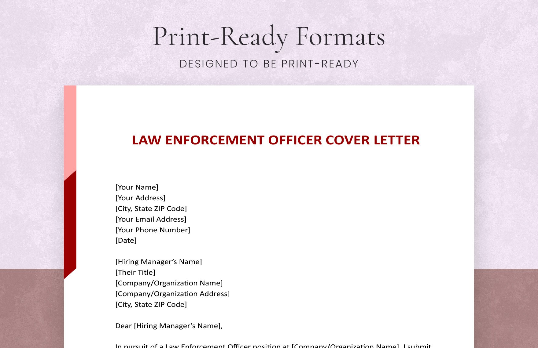 Law Enforcement Officer Cover Letter