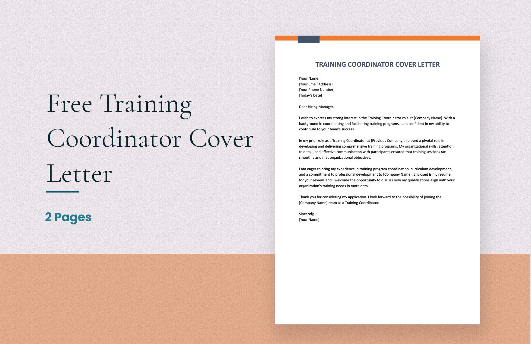 Training Coordinator Cover Letter in Word, Google Docs