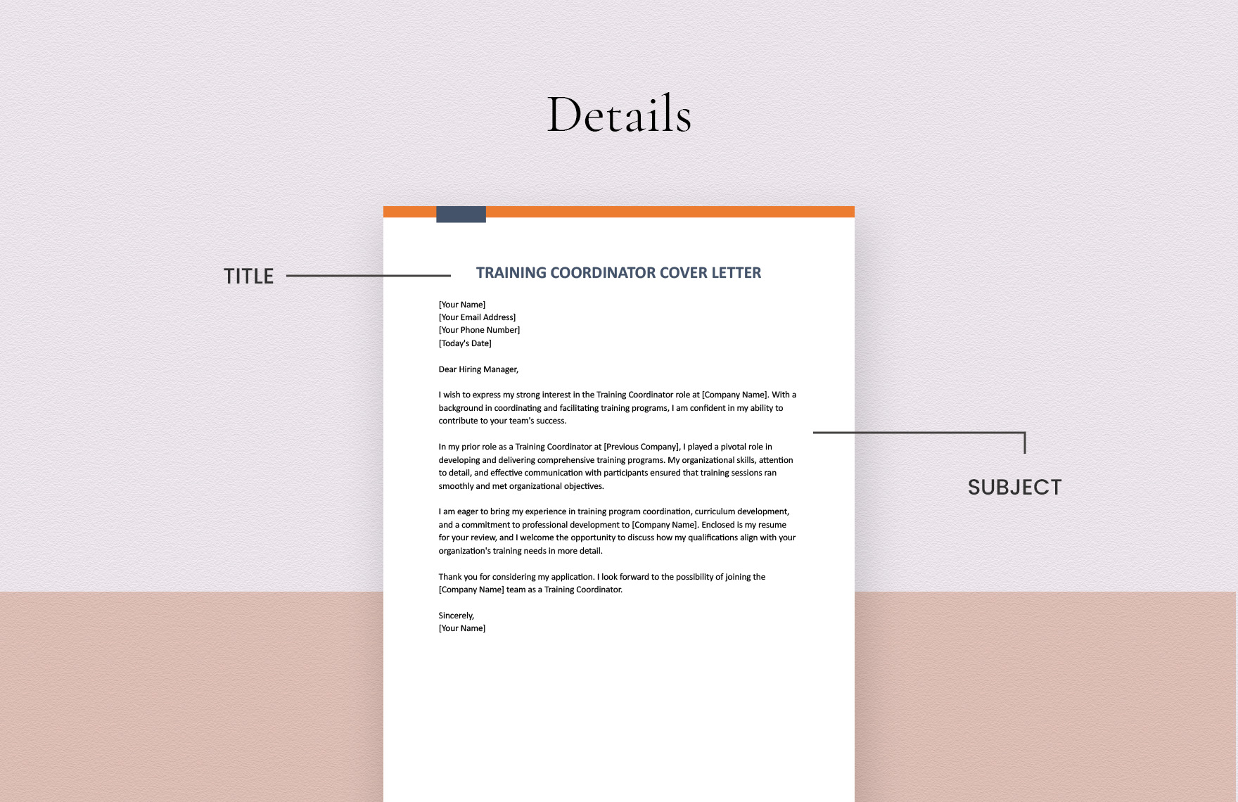 Training Coordinator Cover Letter