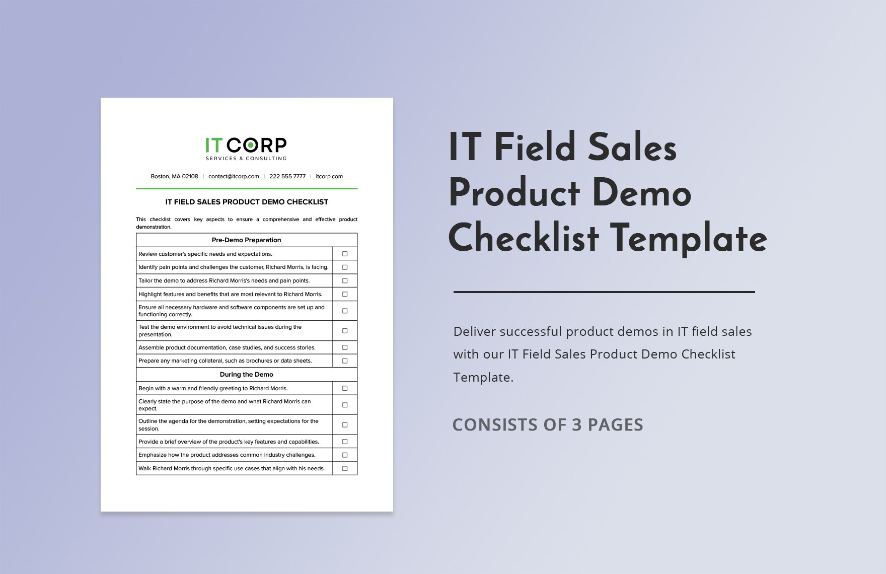 IT Field Sales Product Demo Checklist Template