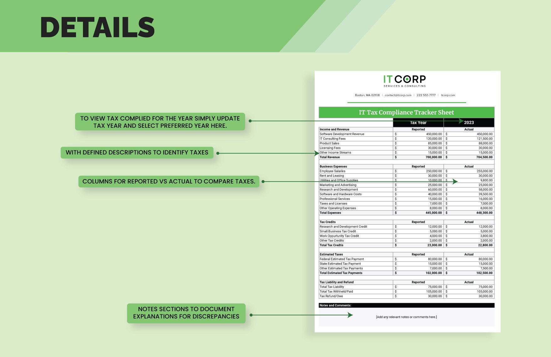 IT Tax Compliance Tracker Sheet Template
