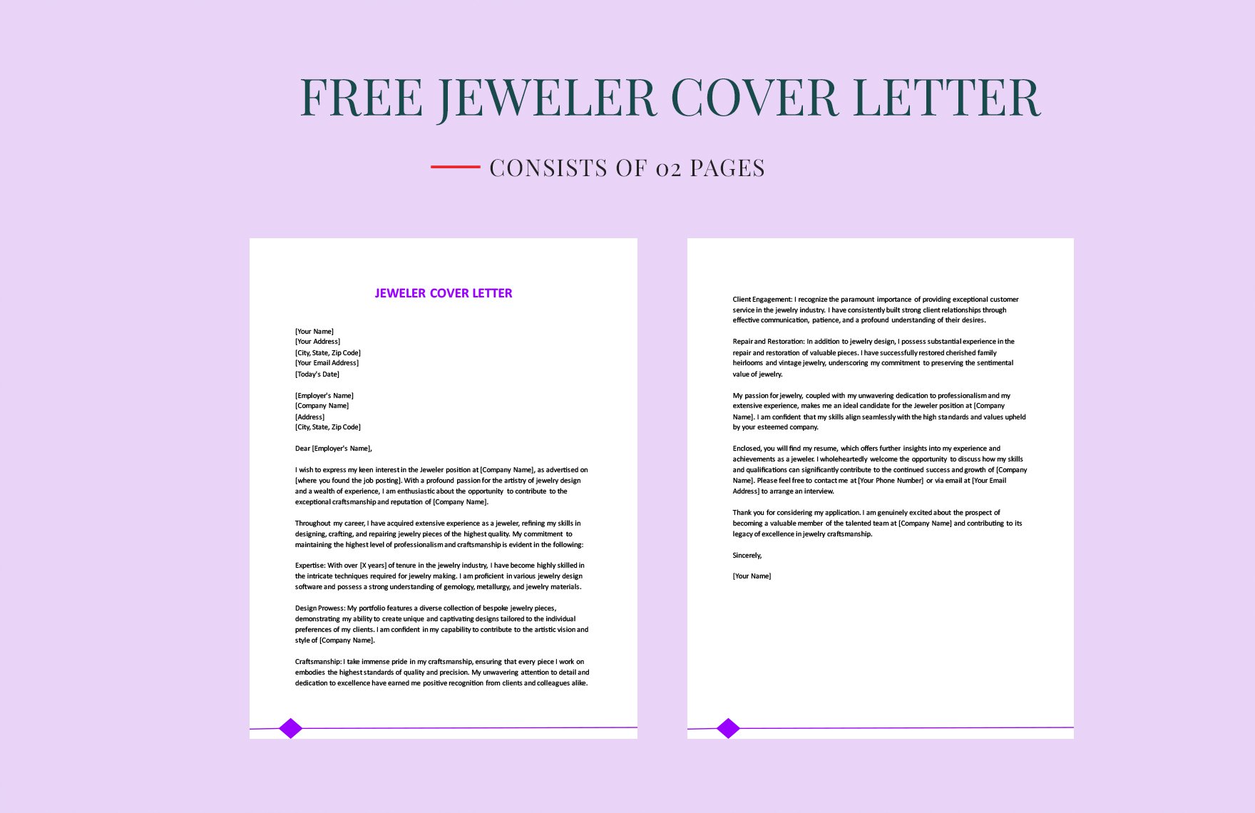 Jeweler Cover Letter in Word, Google Docs, PDF
