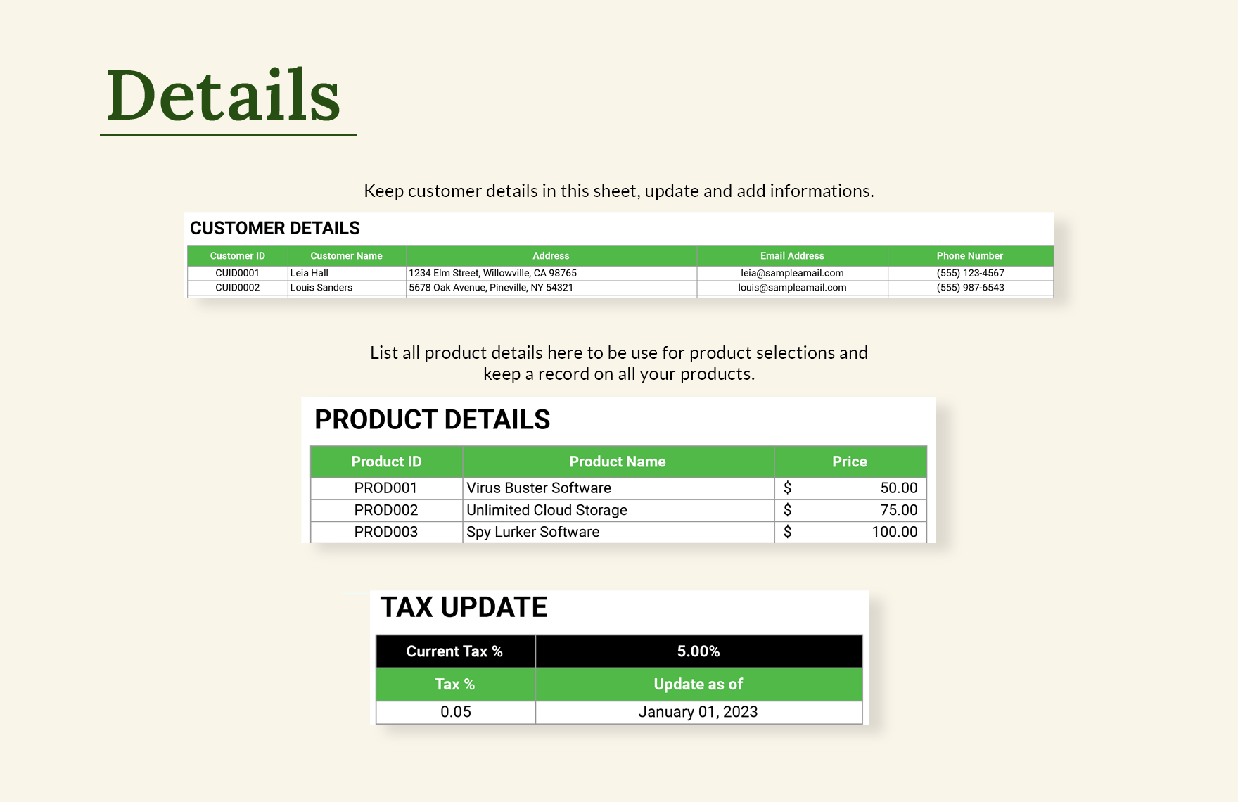 IT Sales Tax Report Sheet Template