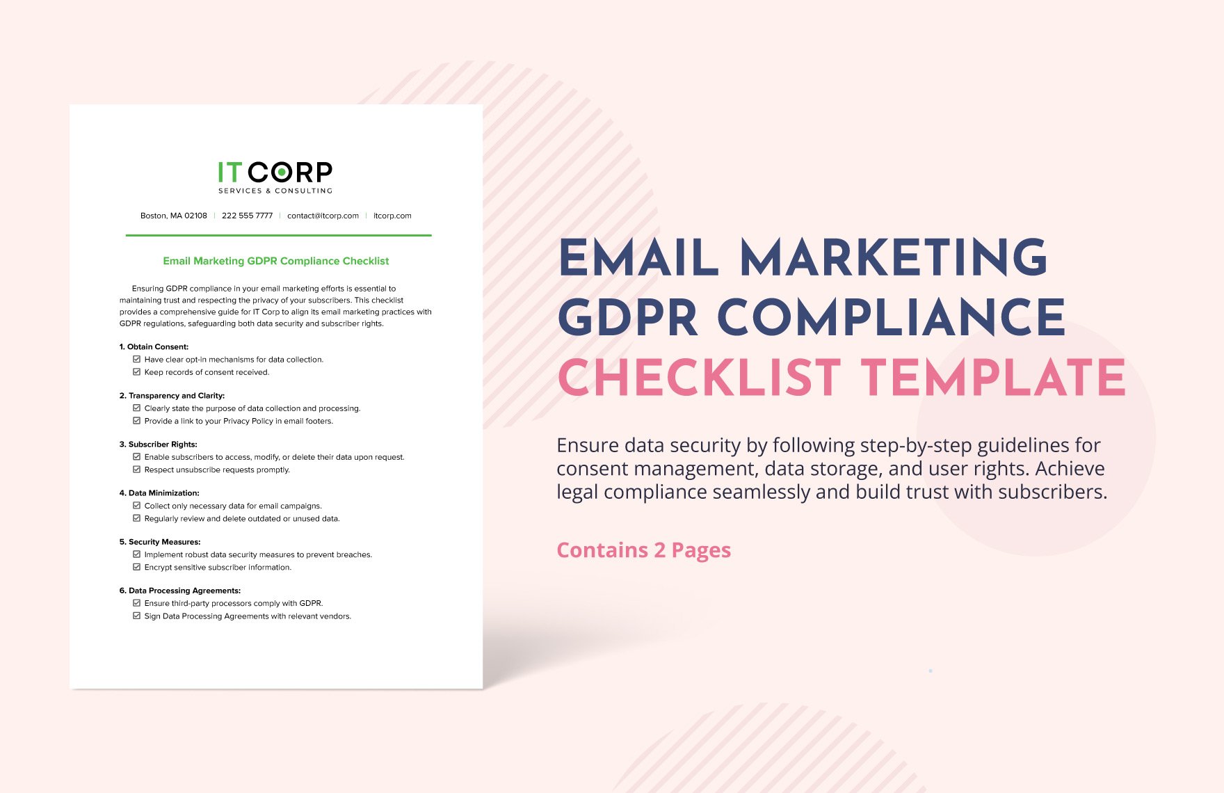 Email Marketing GDPR Compliance Checklist Template