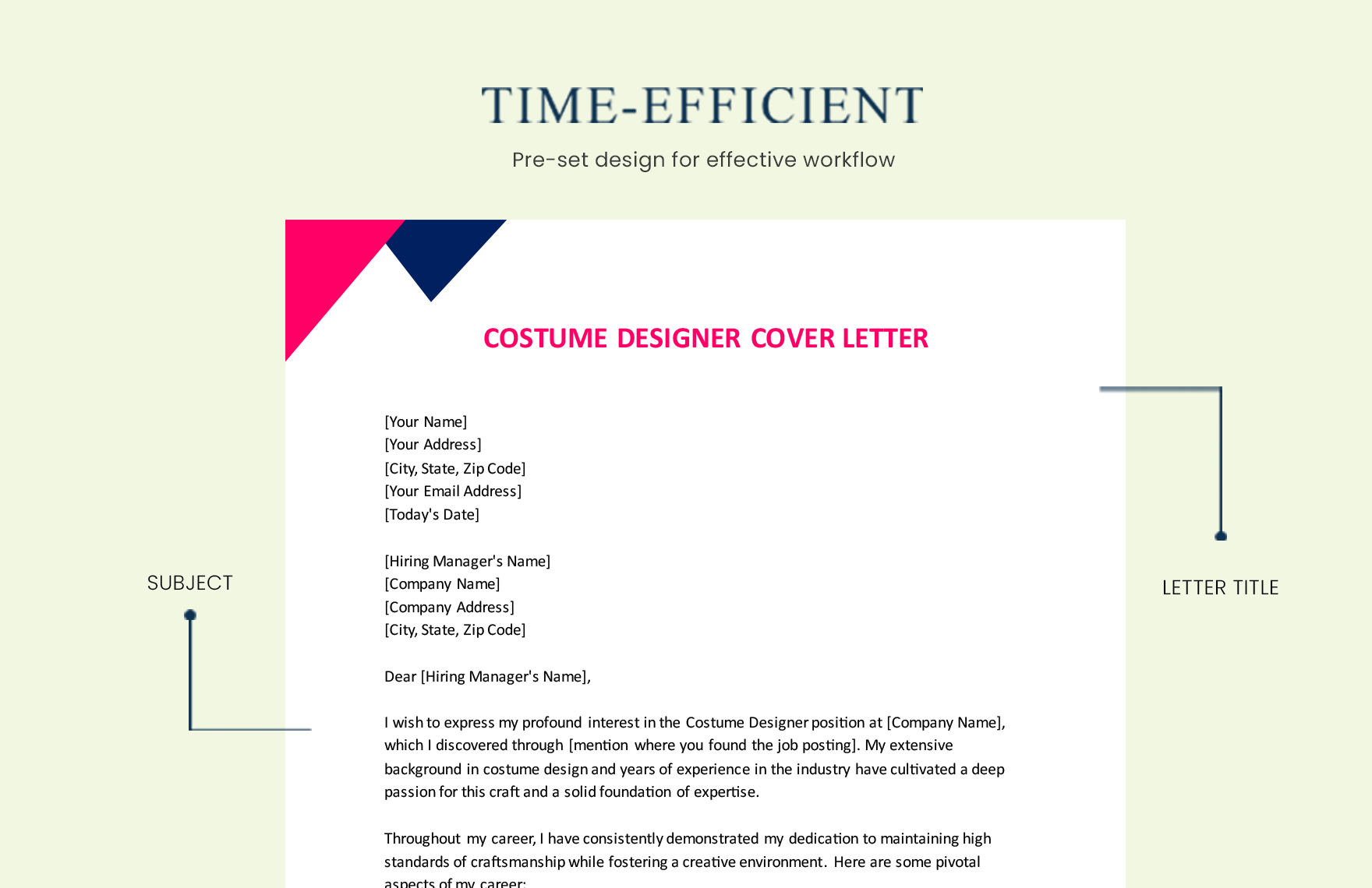 Costume Designer Cover Letter