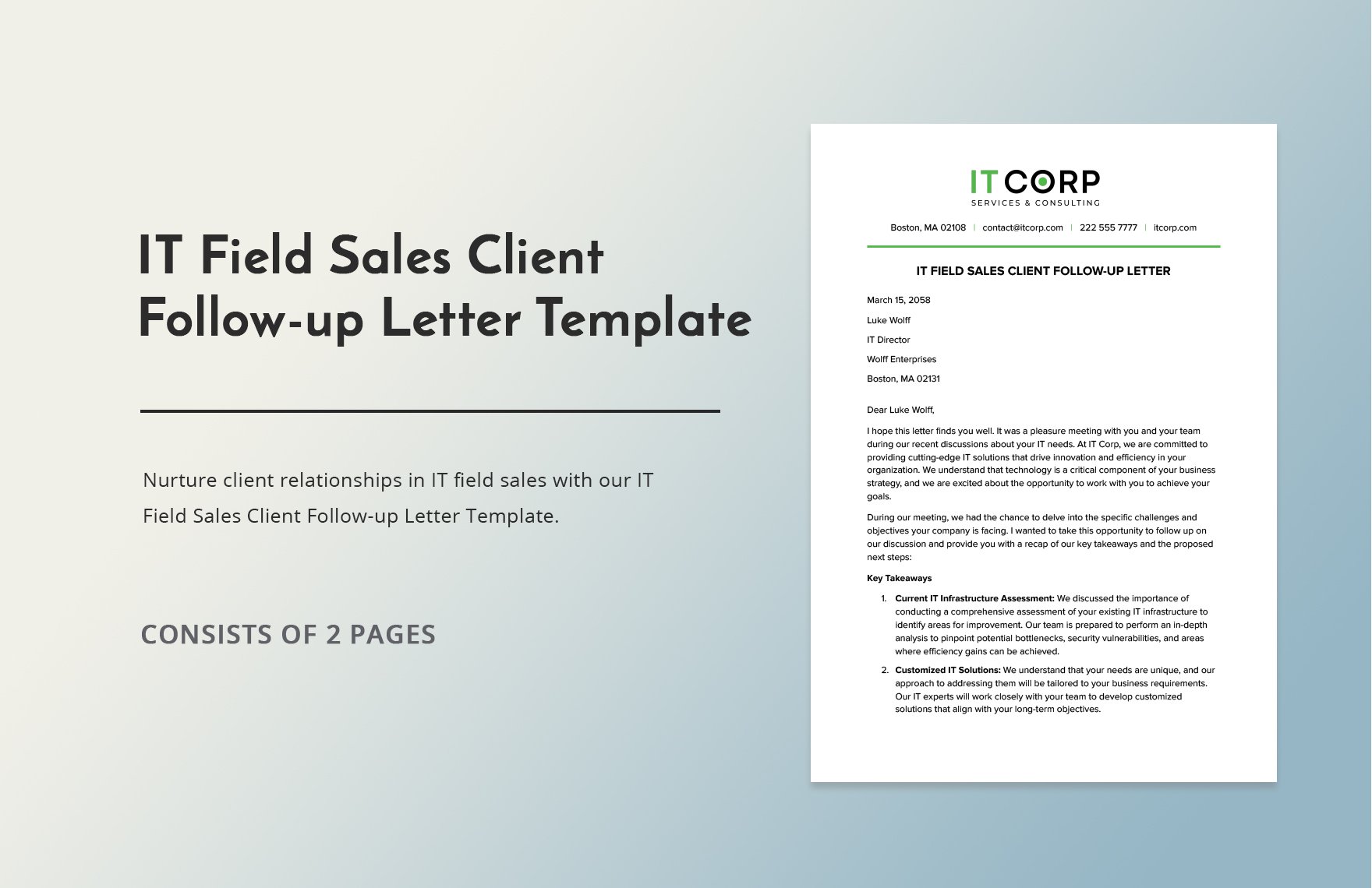 IT Field Sales Client Follow-up Letter Template
