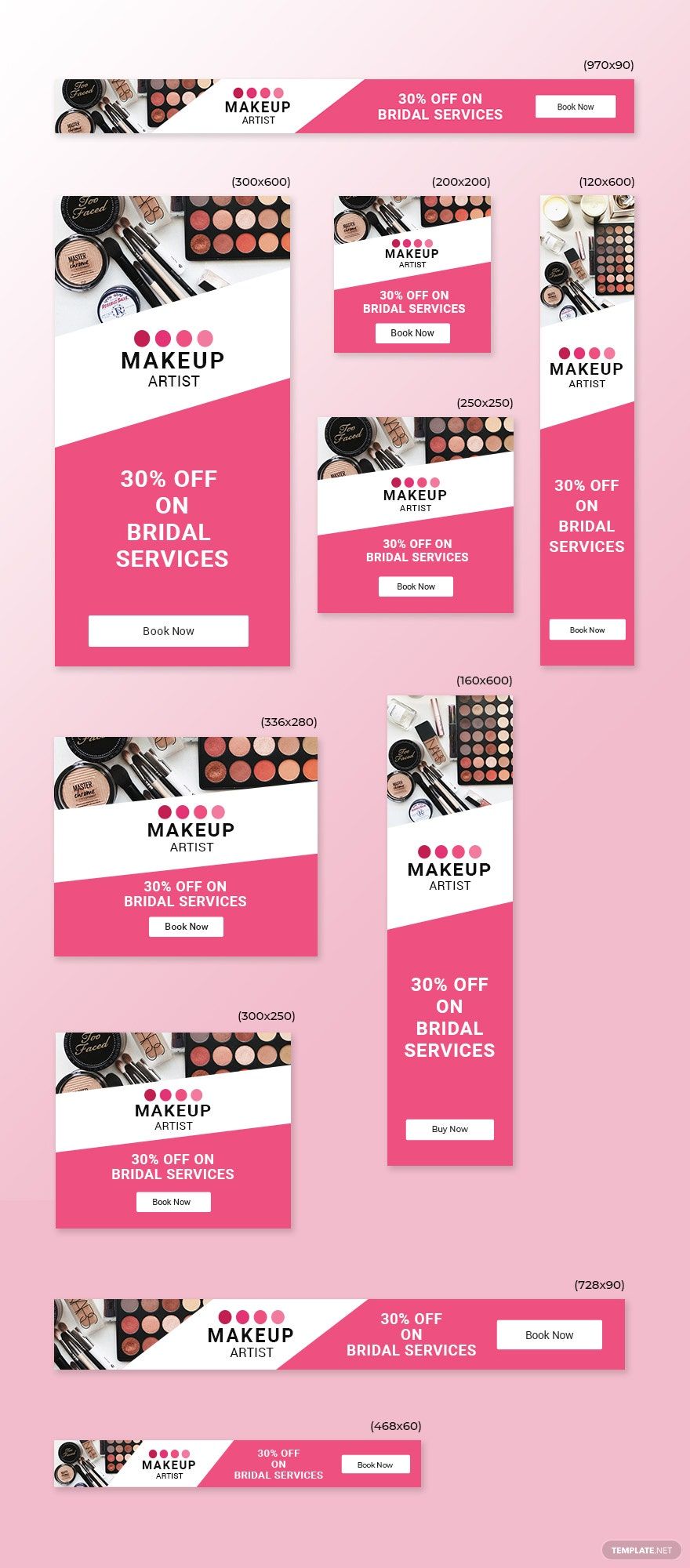 Makeup Artist Web Ads Template in PSD