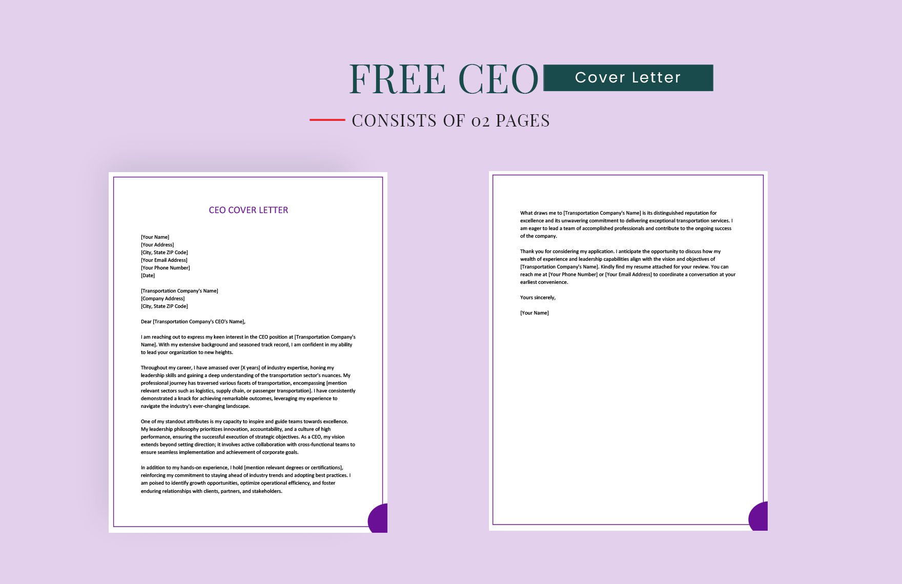 CEO Cover Letter