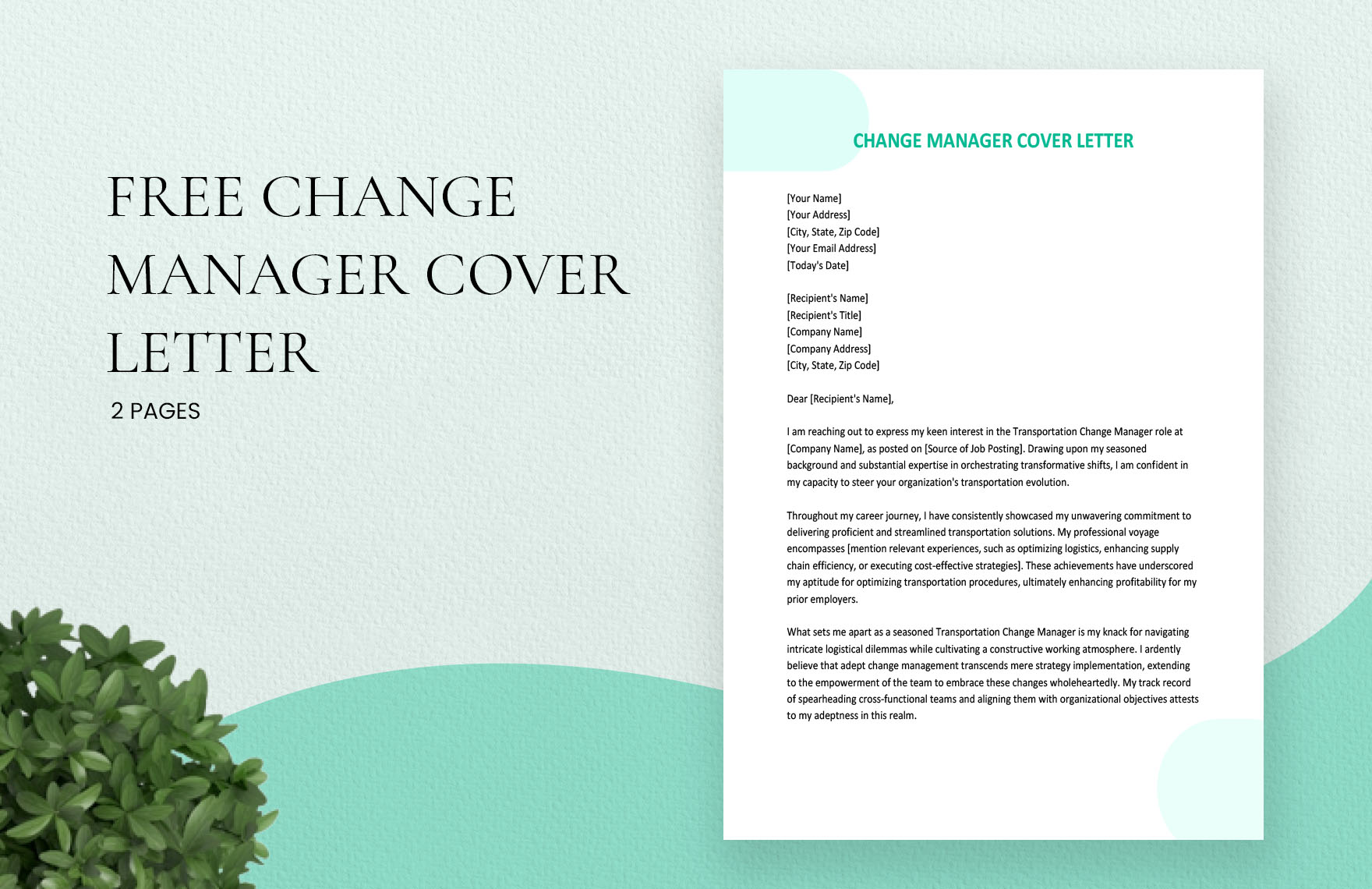 Change Manager Cover Letter