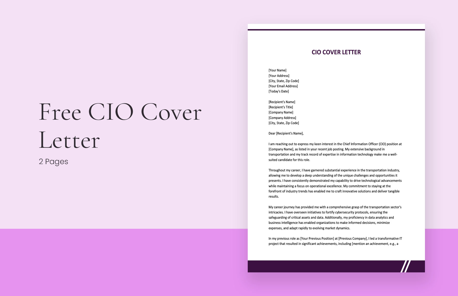 CIO Cover Letter in Word, Google Docs