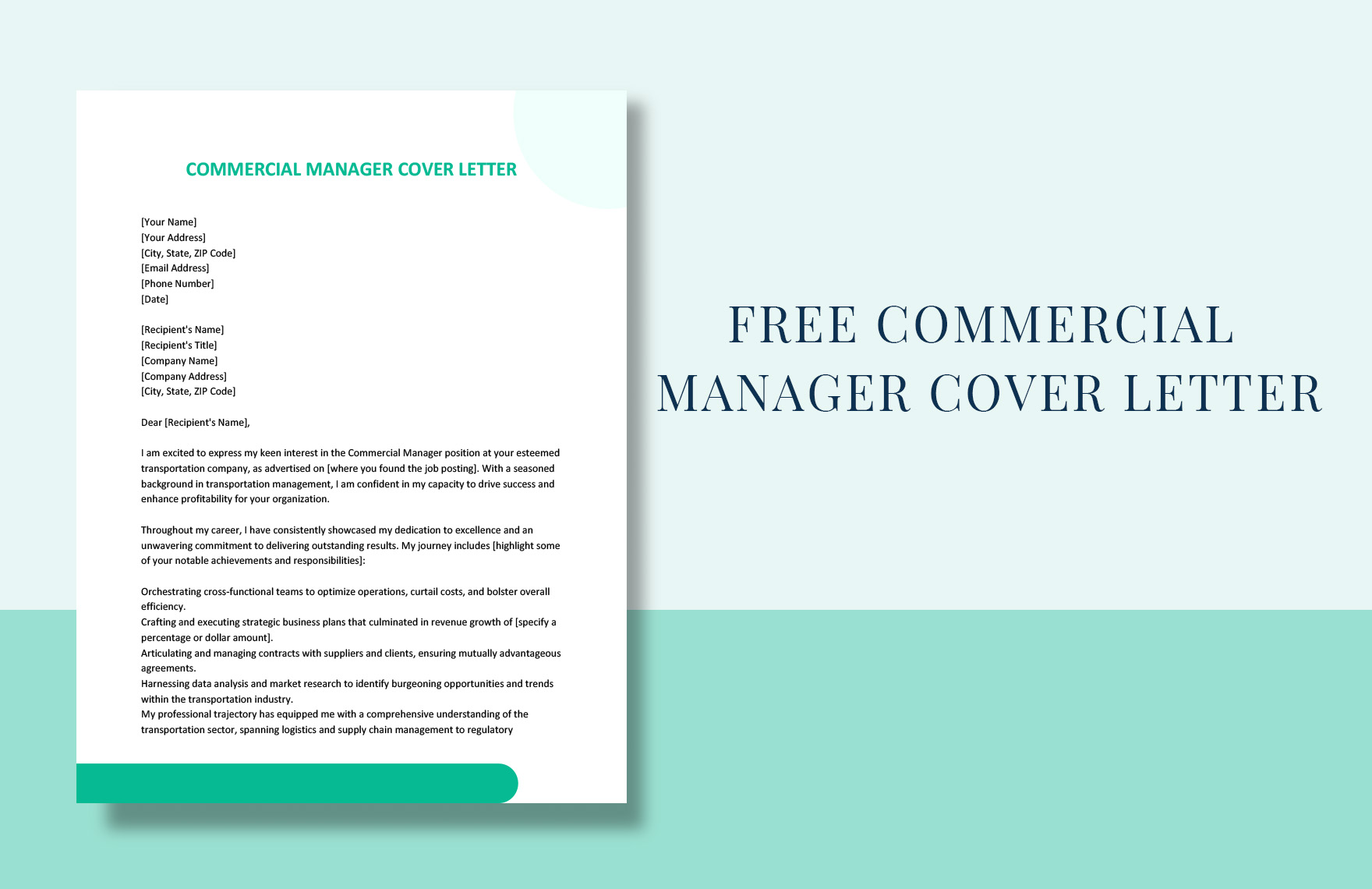 Commercial Manager Cover Letter