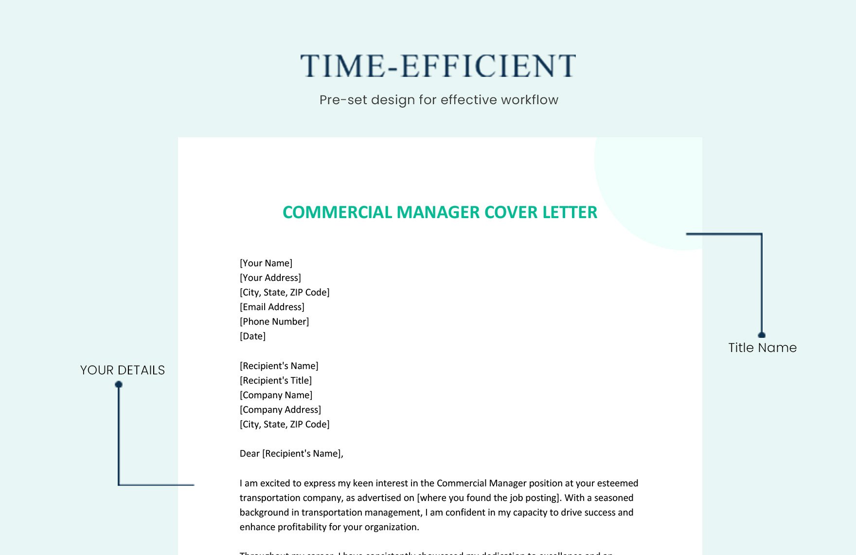 Commercial Manager Cover Letter
