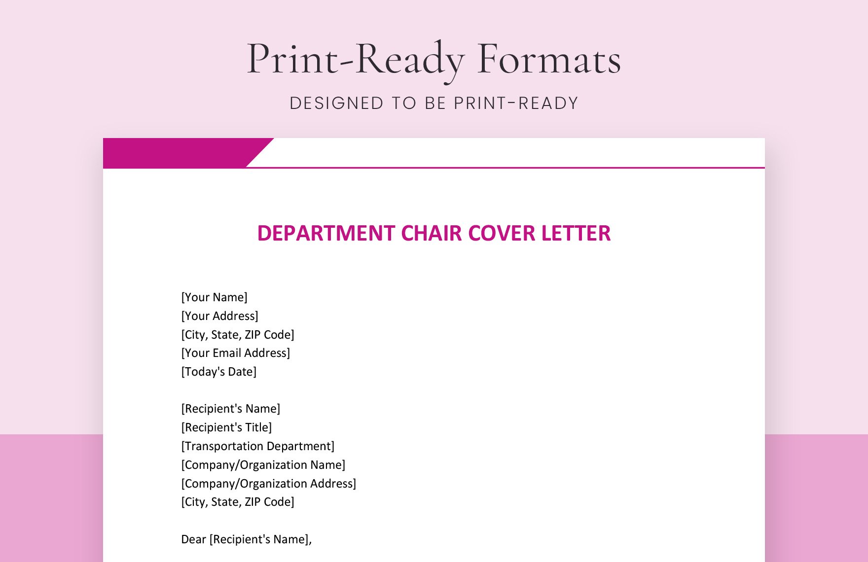 Department Chair Cover Letter