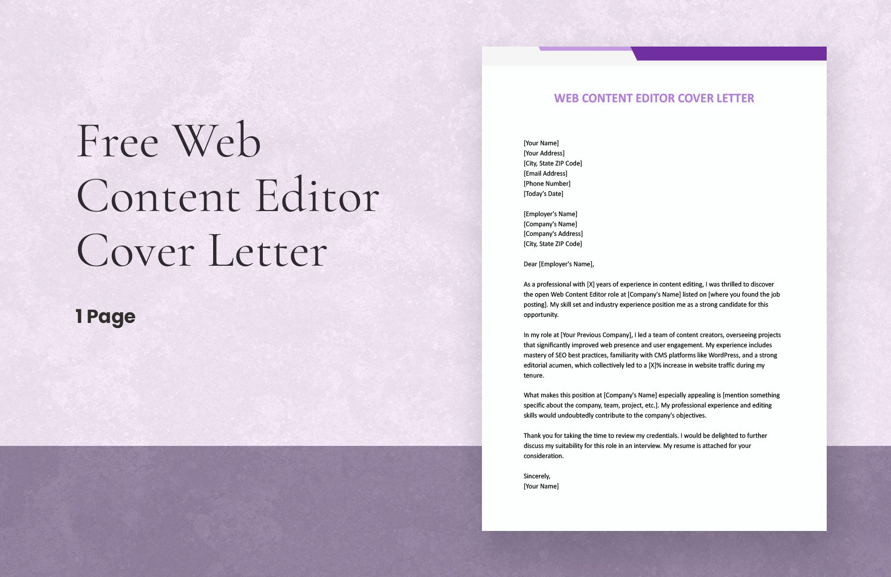 Web Content Editor Cover Letter