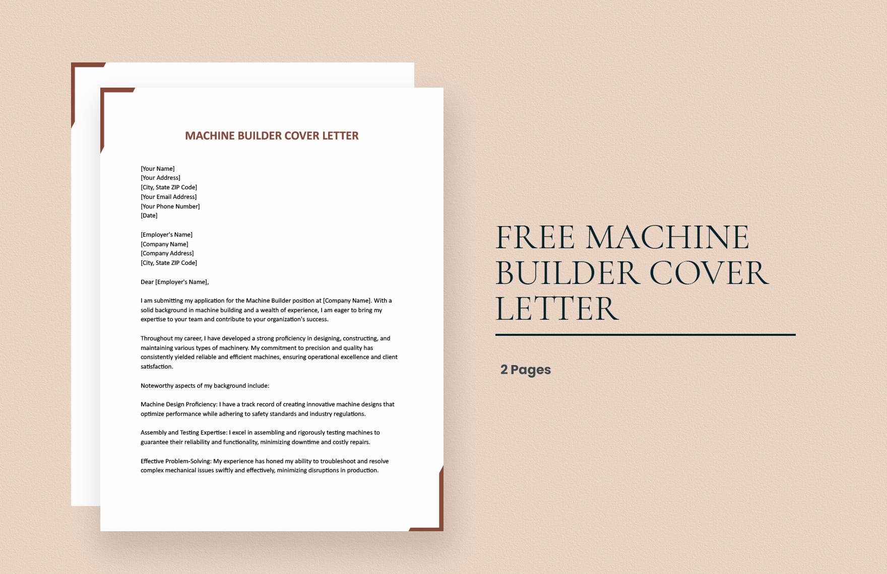 Machine Builder Cover Letter in Word, Google Docs