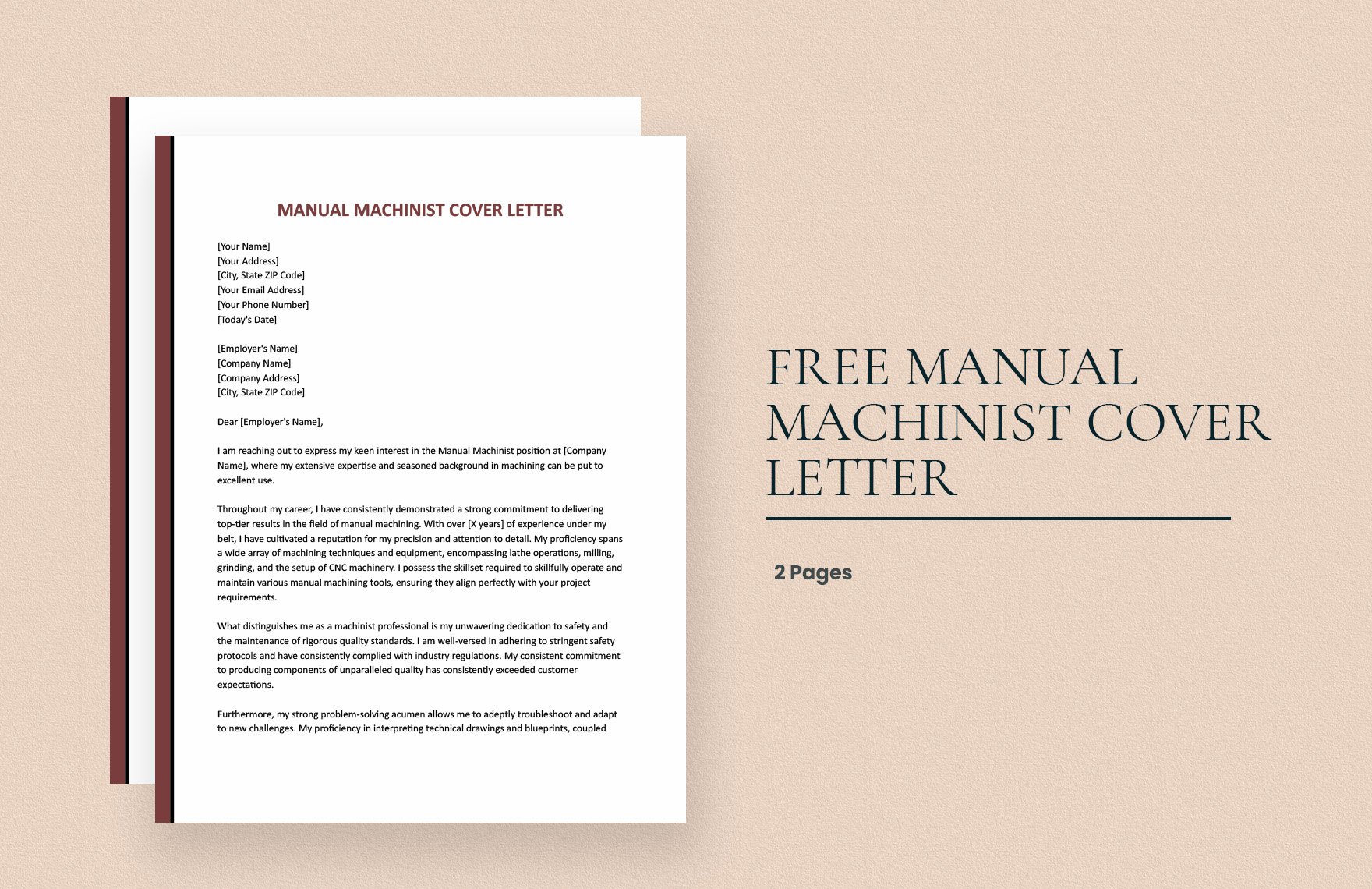 Free Manual Machinist Cover Letter