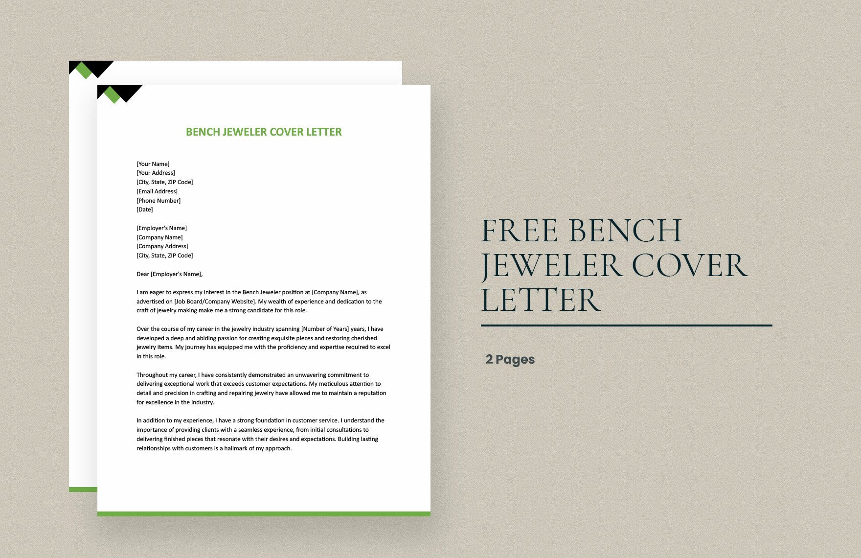 Bench Jeweler Cover Letter in Word, Google Docs