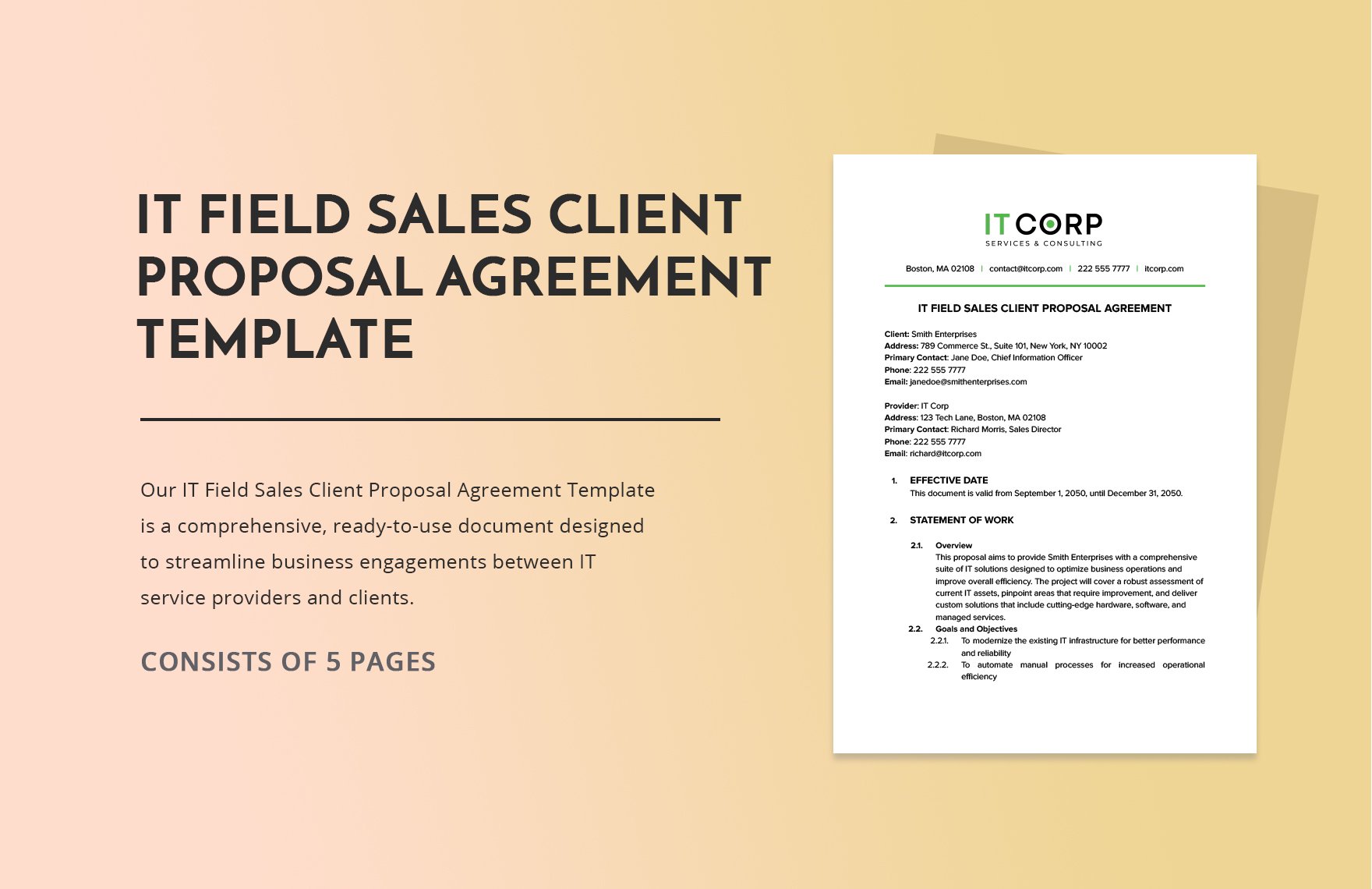 IT Field Sales Client Proposal Agreement Template