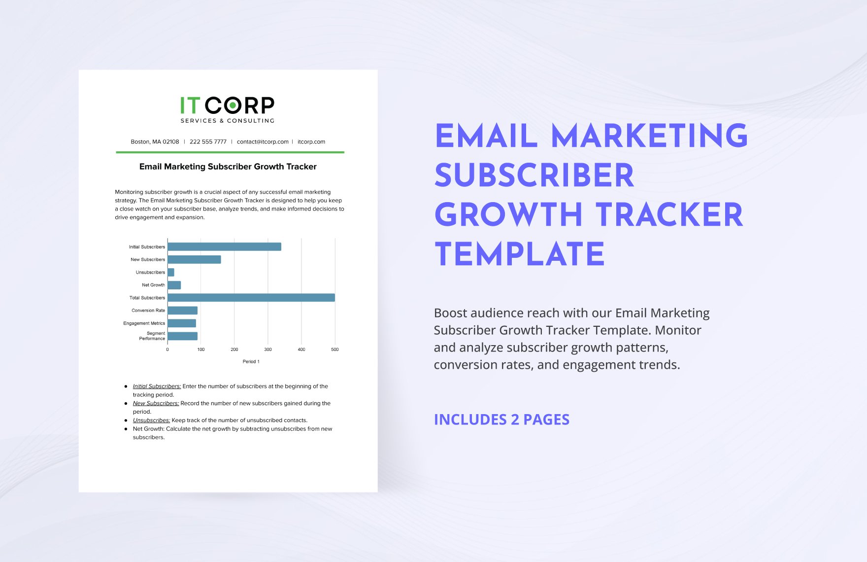 Email Marketing Subscriber Growth Tracker Template in Word, Google Docs, PDF