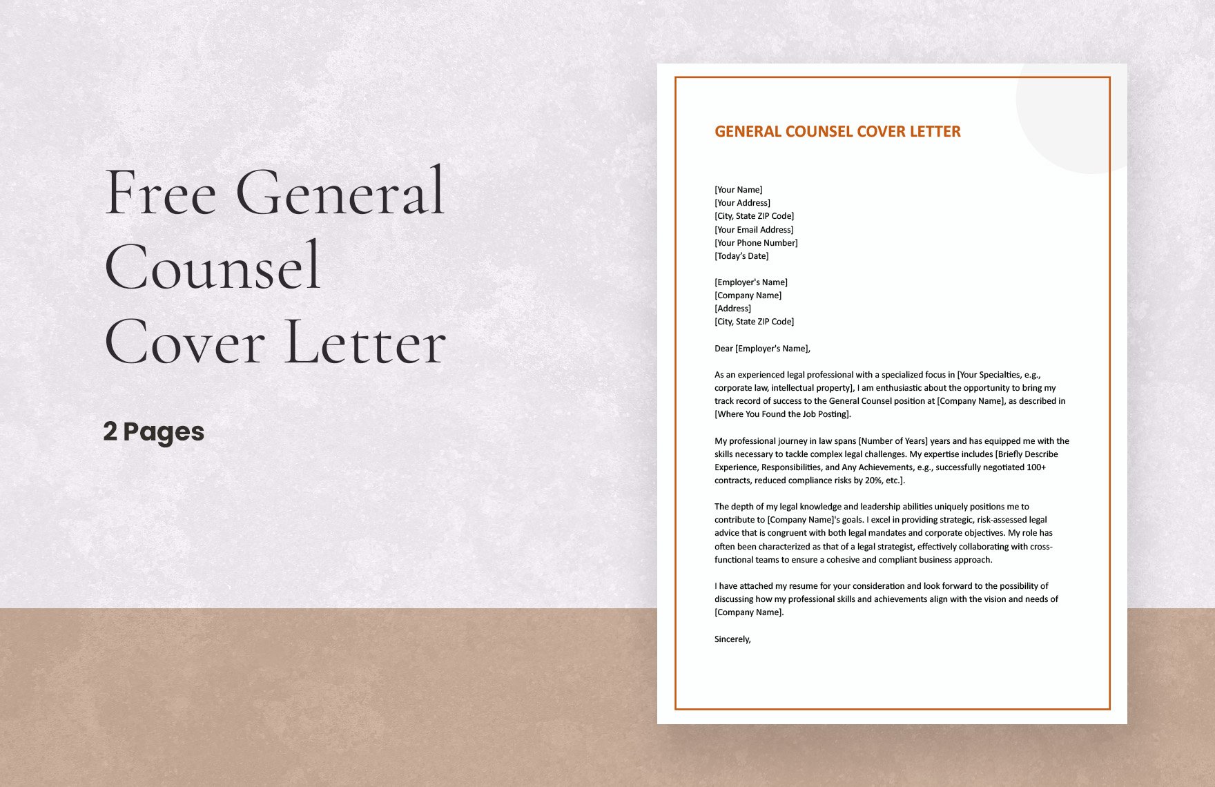 General Counsel Cover Letter in Word, Google Docs