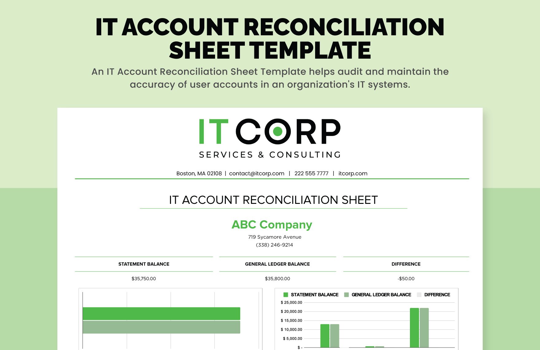 IT Account Reconciliation Sheet Template