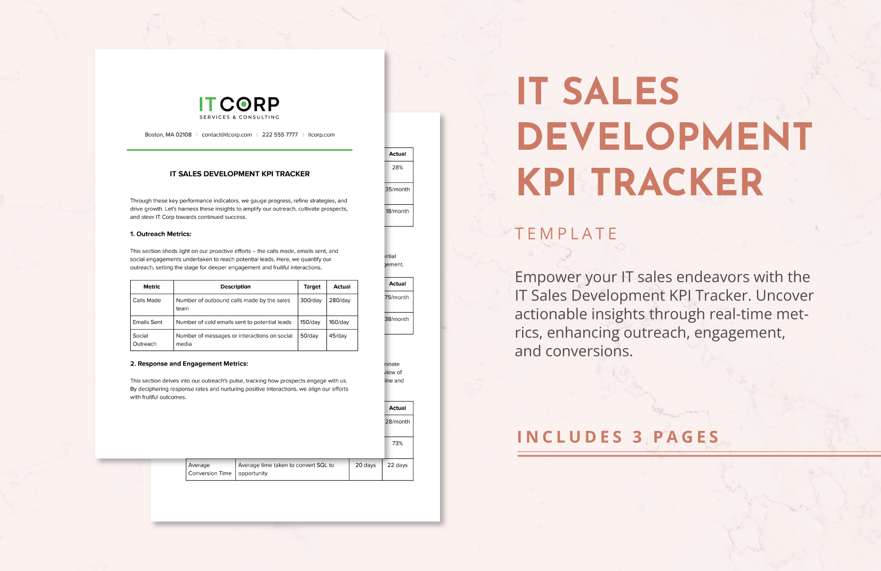 IT Sales Development KPI Tracker Template in Word, Google Docs, PDF