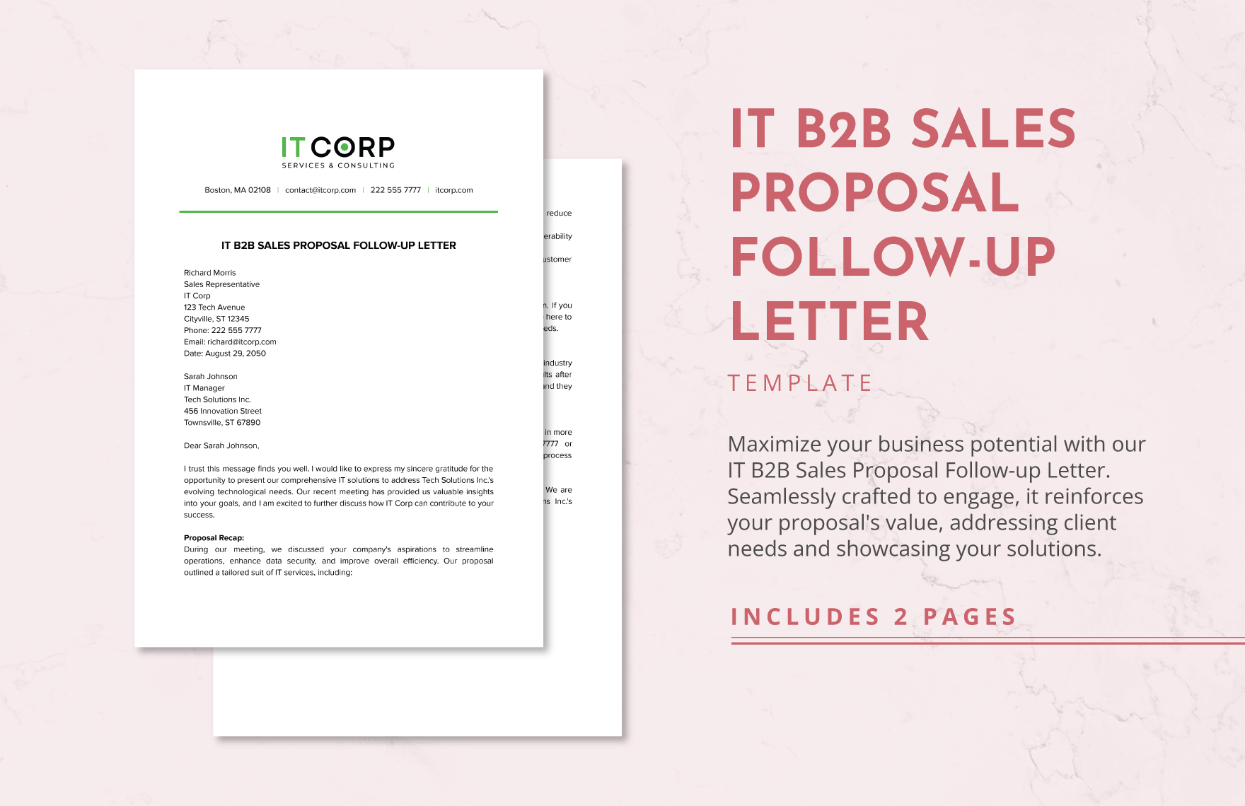 IT B2B Sales Proposal Follow-up Letter Template