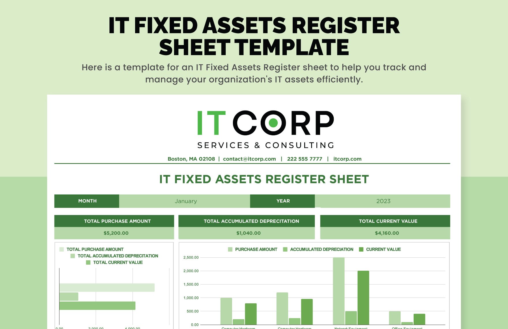 IT Fixed Assets Register Sheet Template