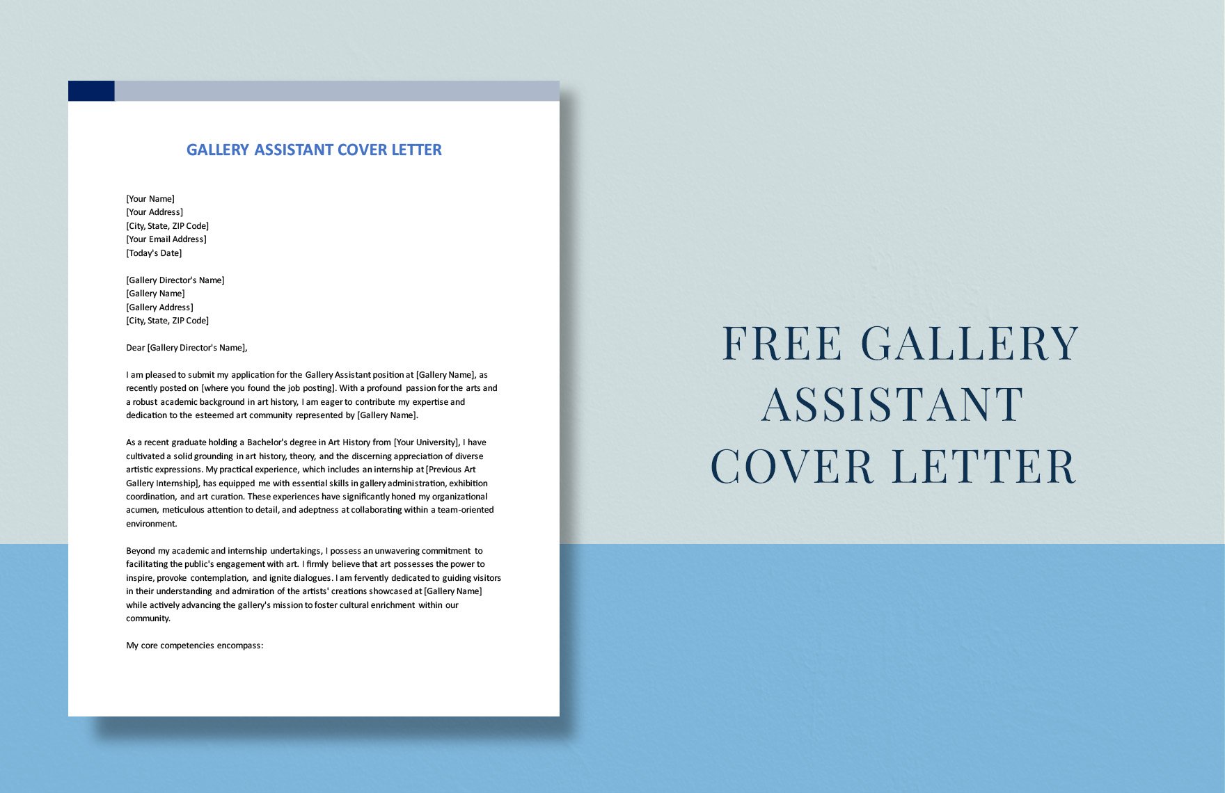 Gallery Assistant Cover Letter in Word, Google Docs, PDF