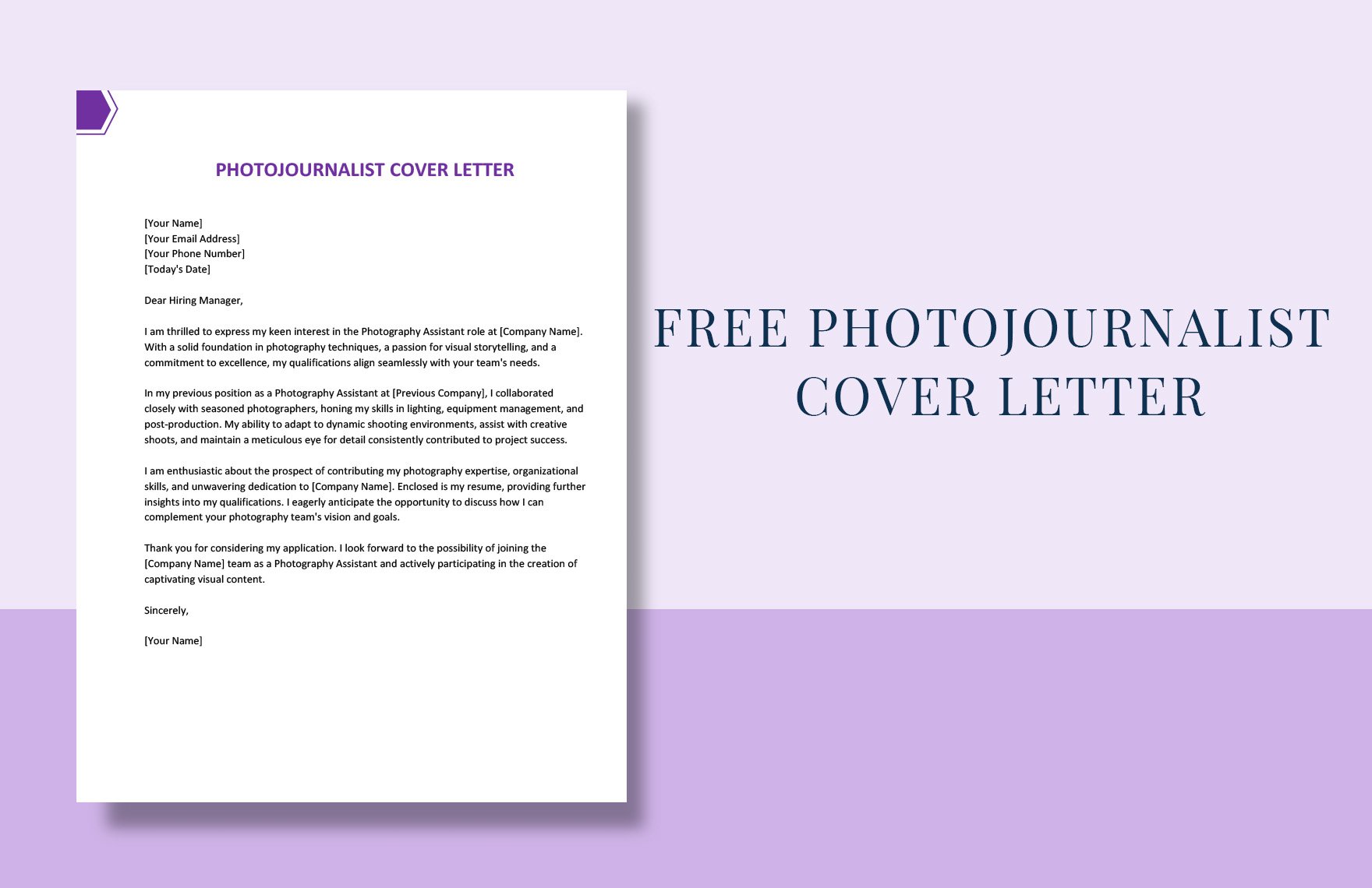 Photojournalist Cover Letter