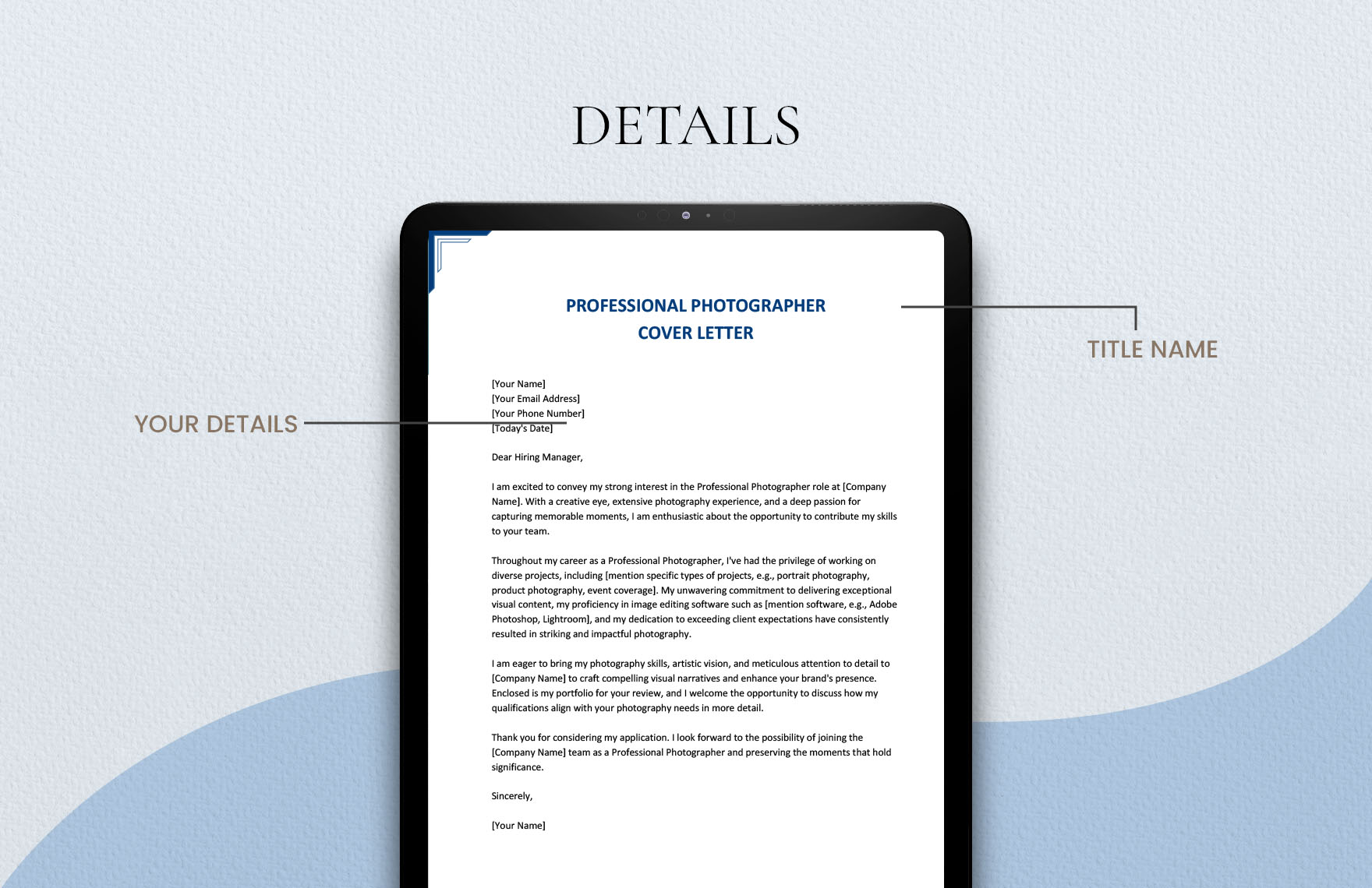 Professional Photographer Cover Letter