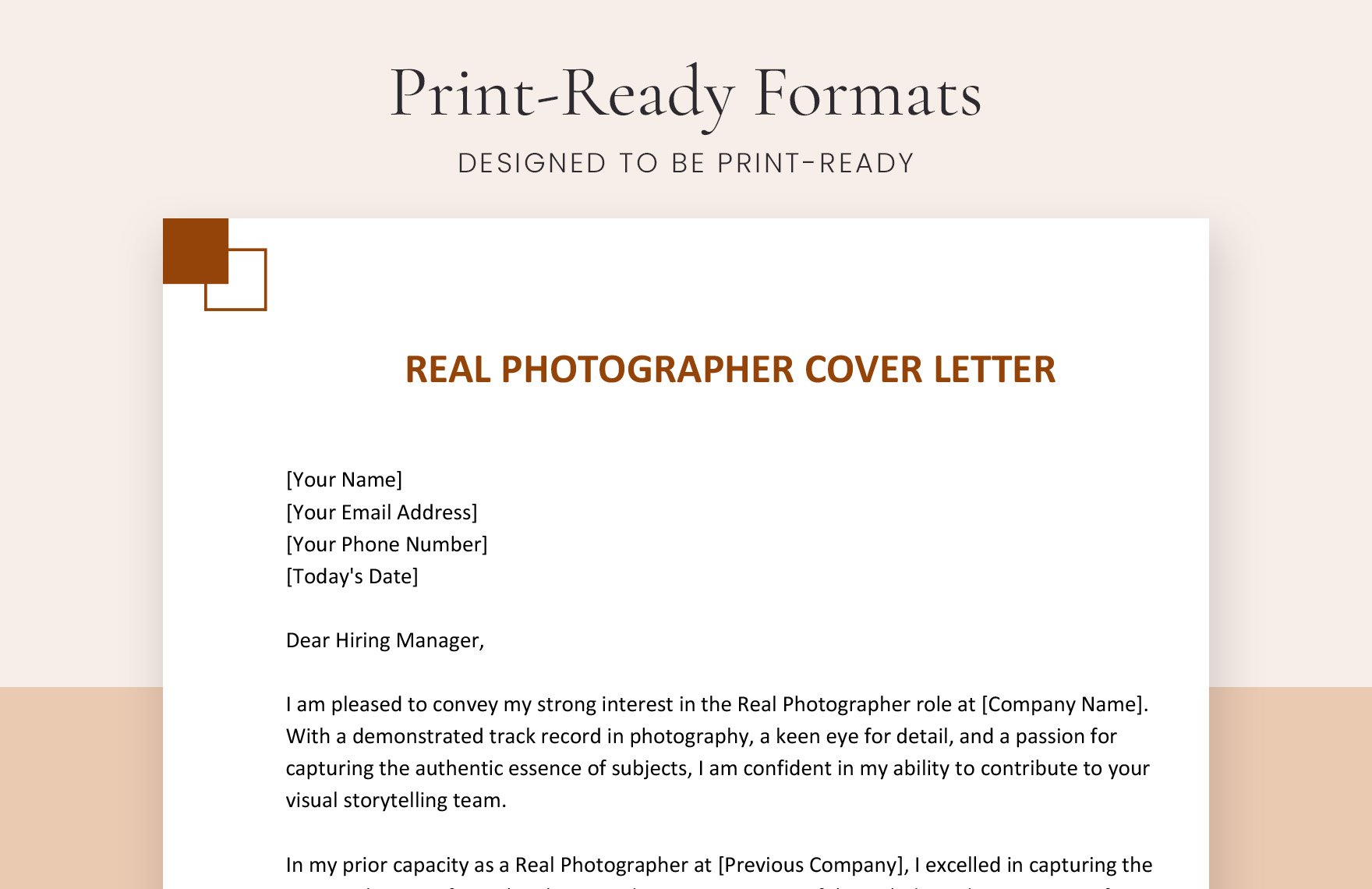 Real Photographer Cover Letter