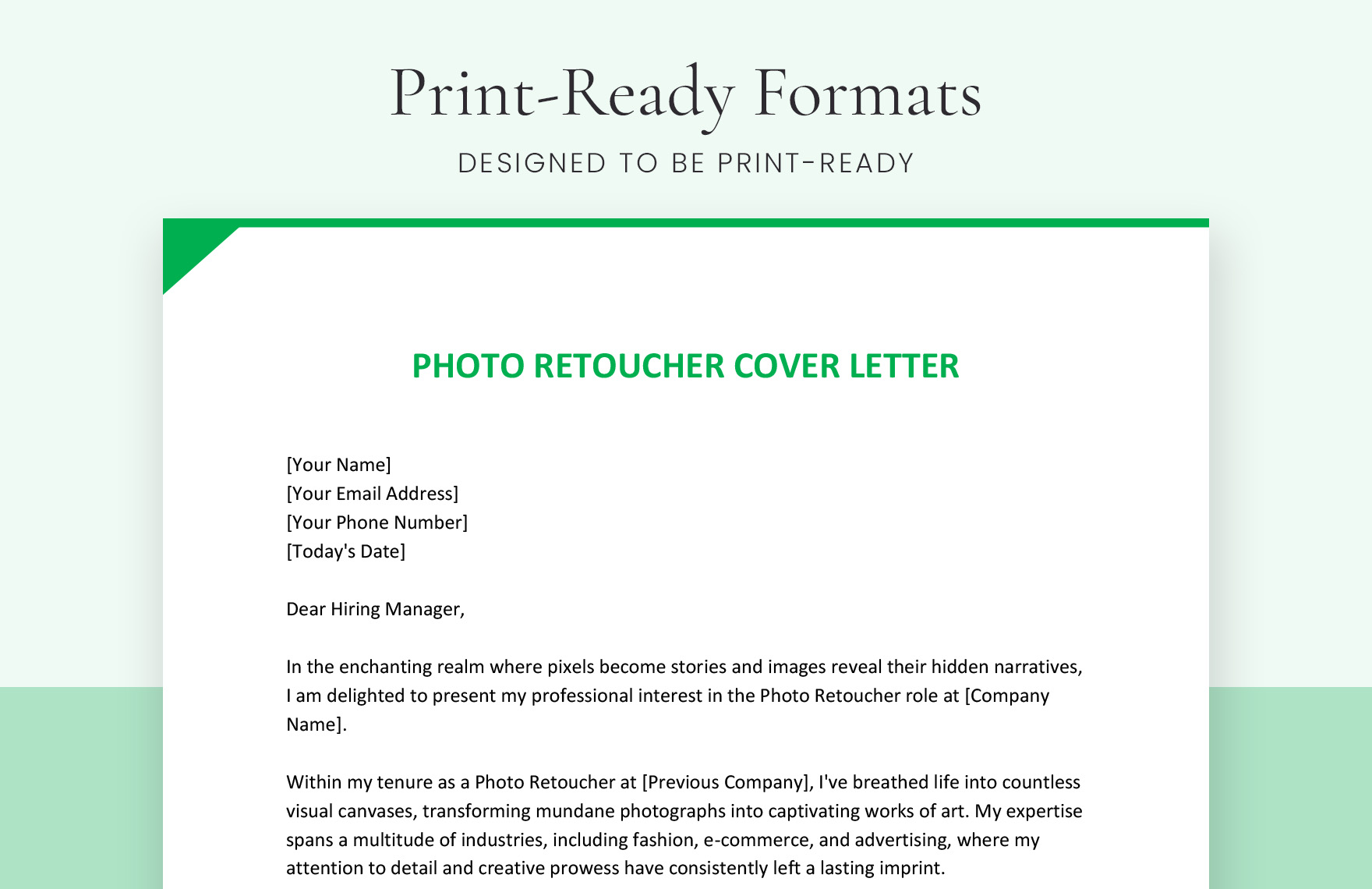 Photo Retoucher Cover Letter