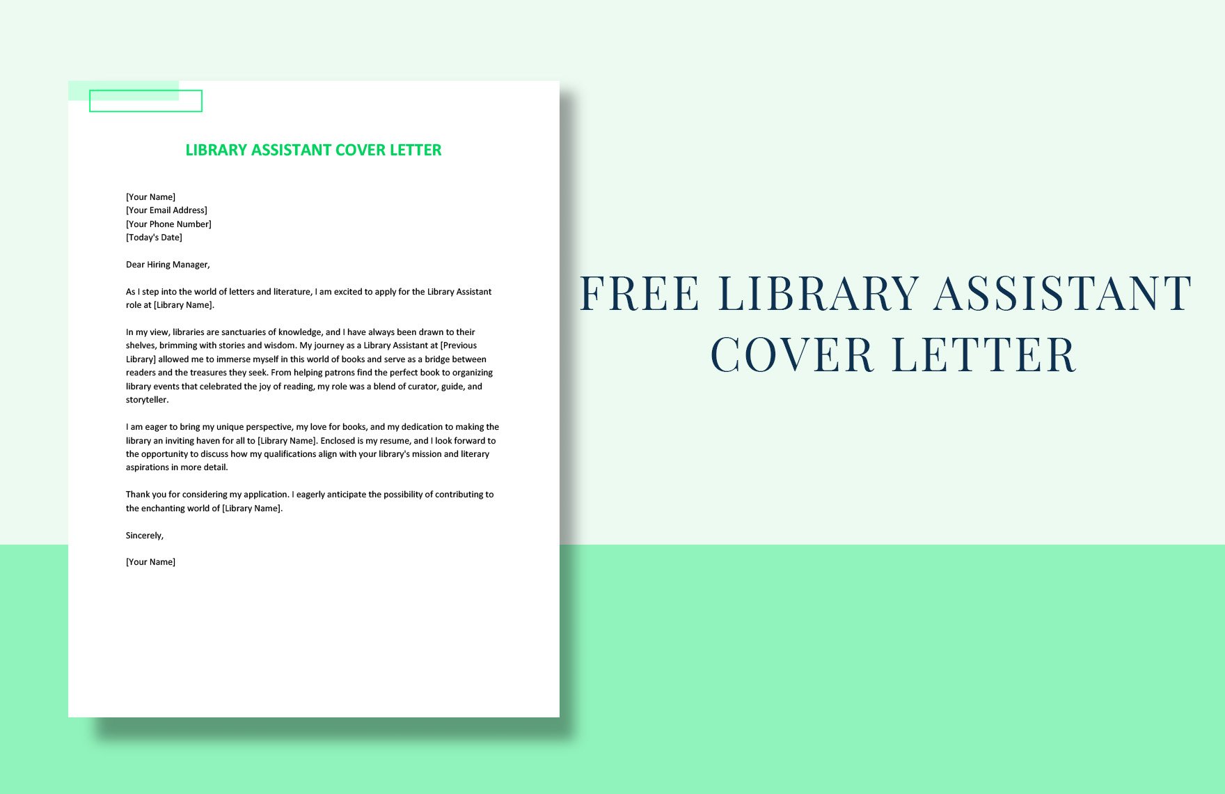 Library Assistant Cover Letter in Word, Google Docs